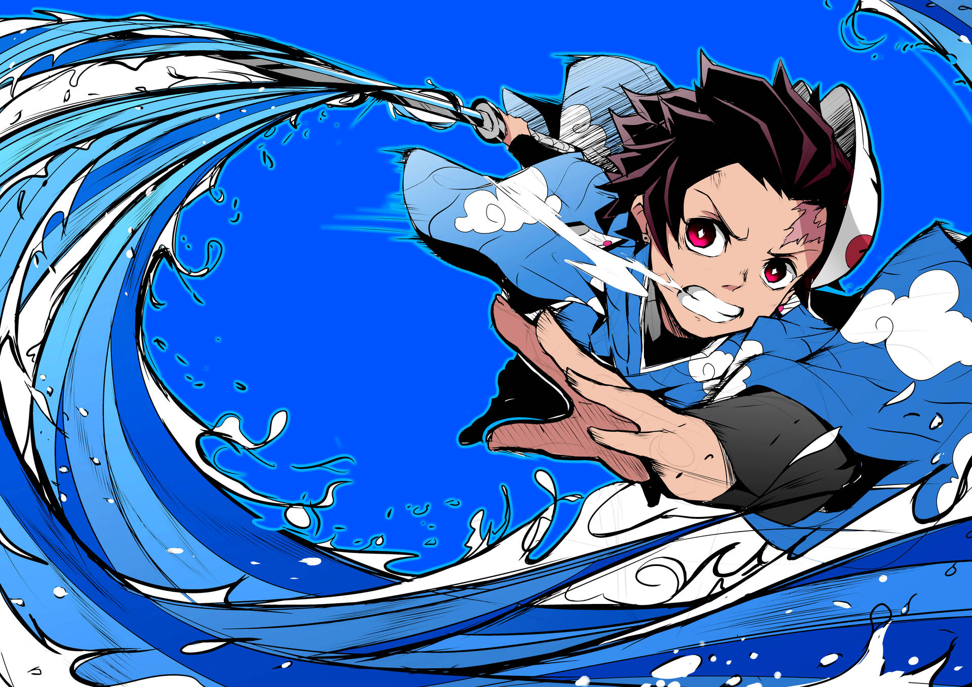 Demon Slayer 4k Tanjiro Blou Muurpapier — Demon slayer 4K GIF Muurpapier