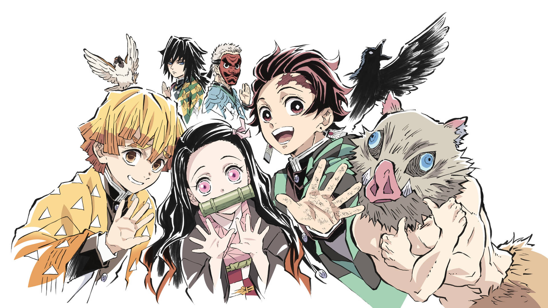 Demon Slayer 4k Amptelike Kuns Agtergrond — Demon slayer 4K GIF Muurpapier