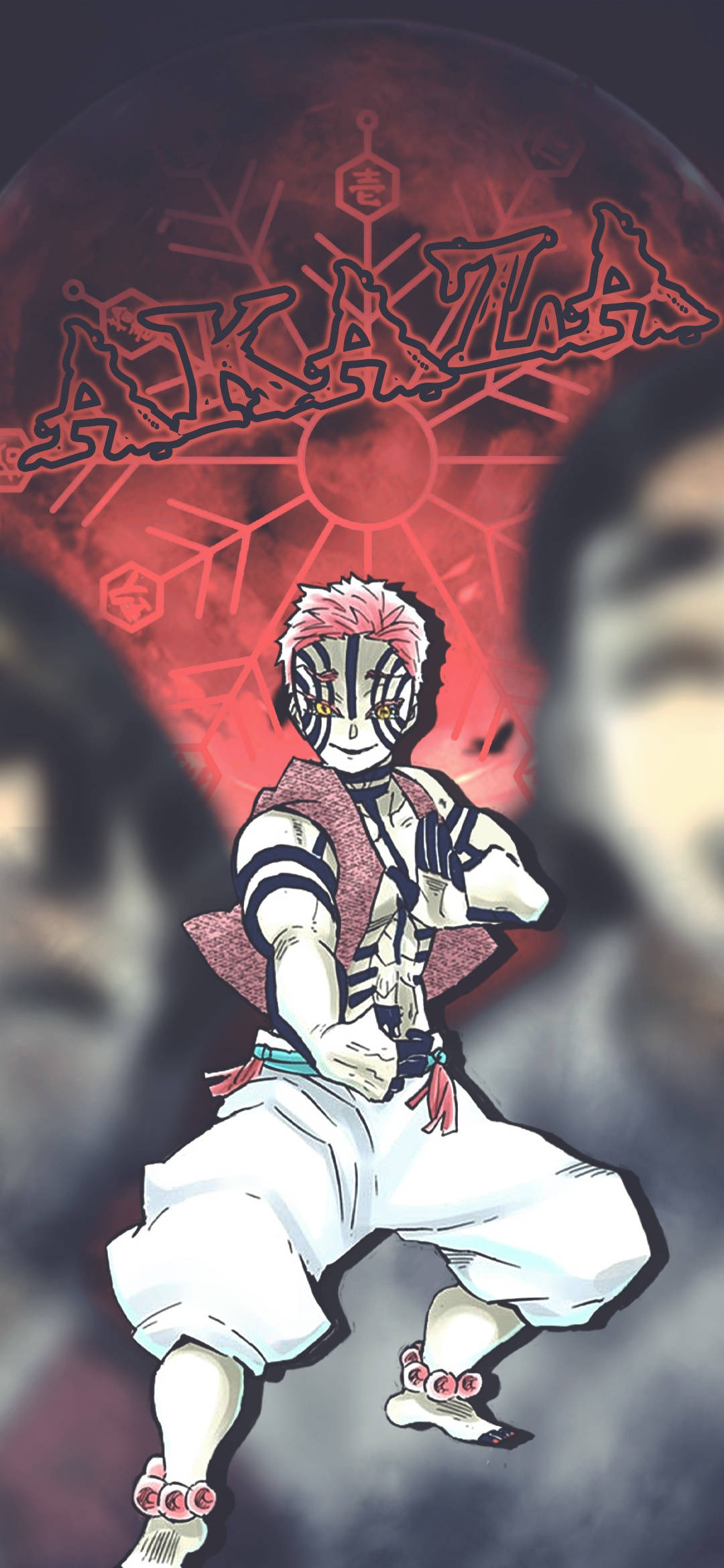 Demon Slayer Akaza Bloeddemontegniek Muurpapier