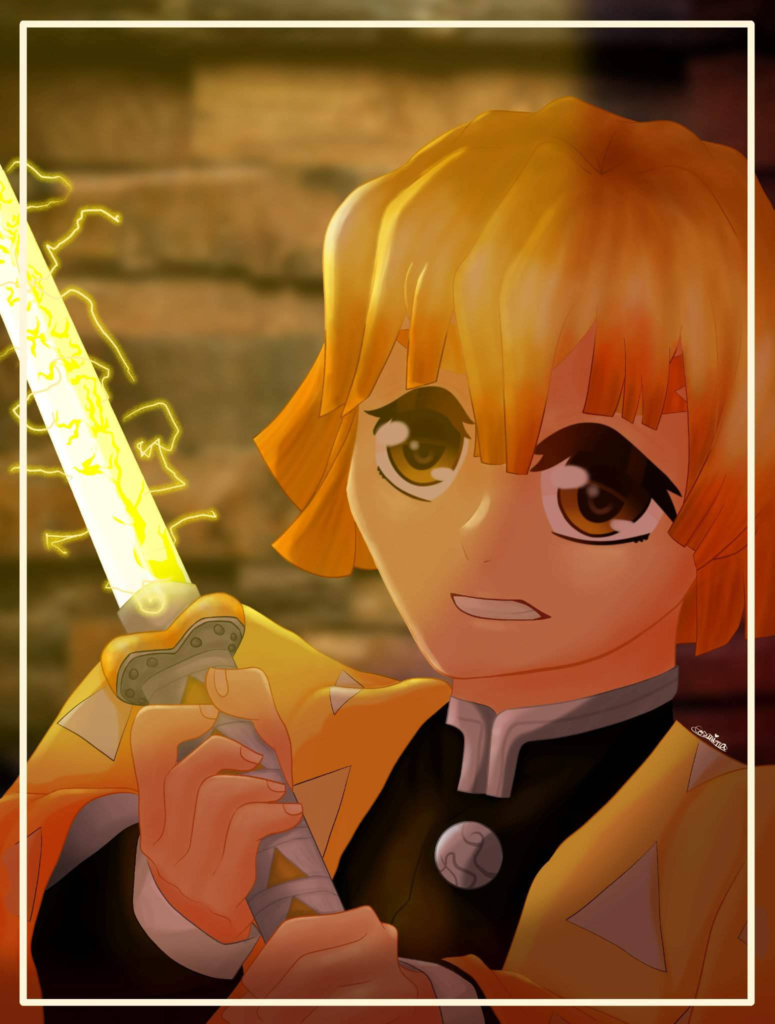 Demon Slayer Bang Zenitsu Muurpapier