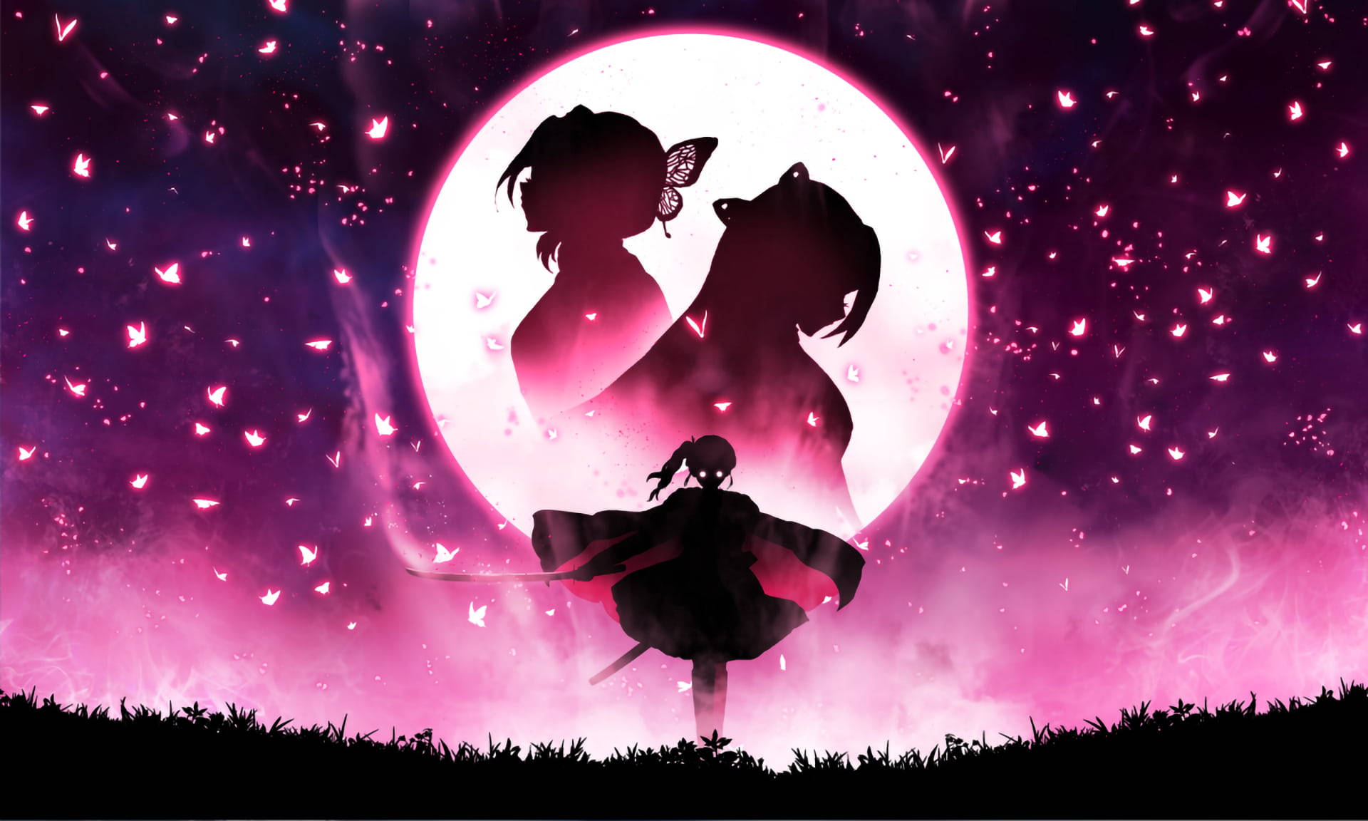 Demon Slayer Kanae Kocho en Shinobu PFP Muurpapier