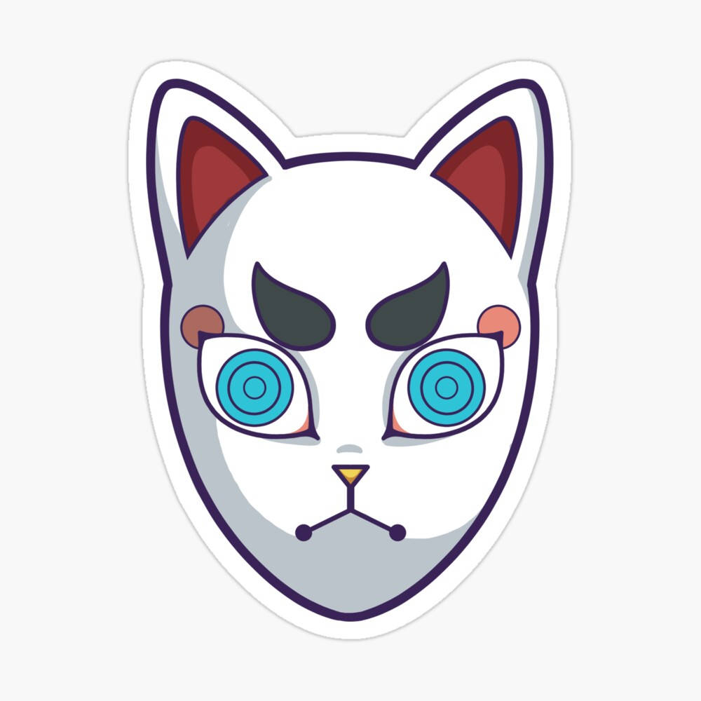 Demon Slayer-masker Blou Oë Kat Muurpapier