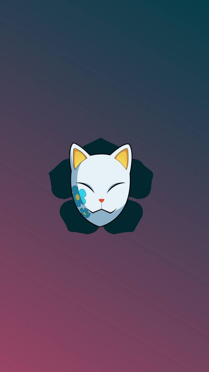 Demon Slayer-masker met Blou Blom Muurpapier