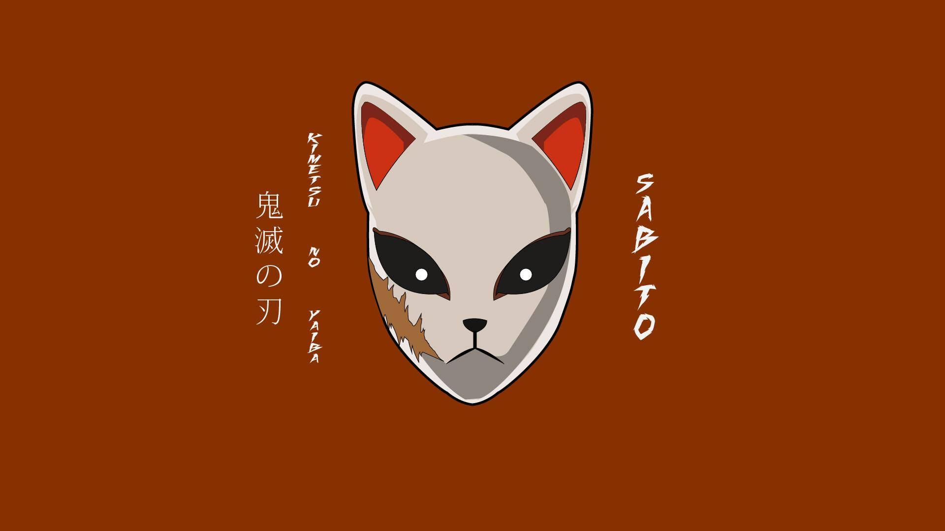 Demon Slayer-masker met Japannese Letters Muurpapier