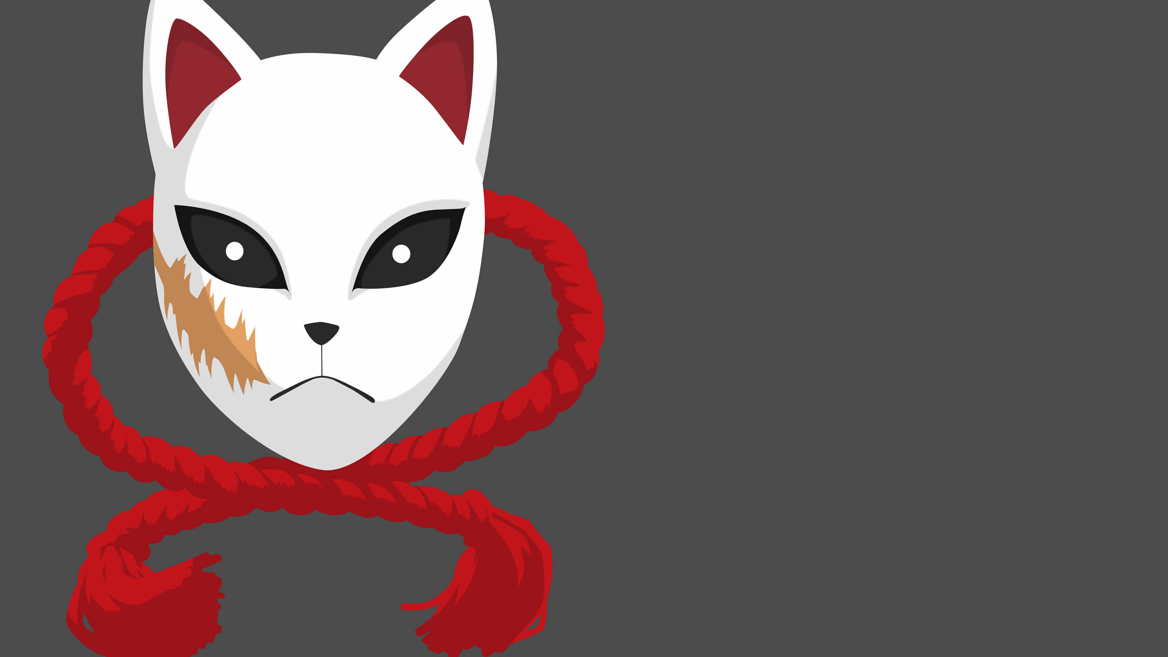 Demon Slayer-masker met Rooi Tou Muurpapier