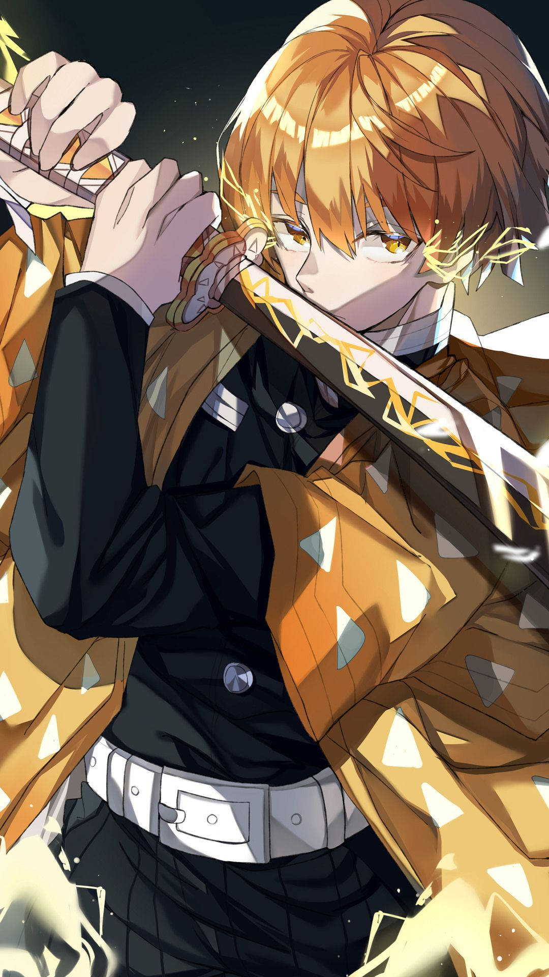 Demon Slayer Meesterswaardvegter Zenitsu Muurpapier
