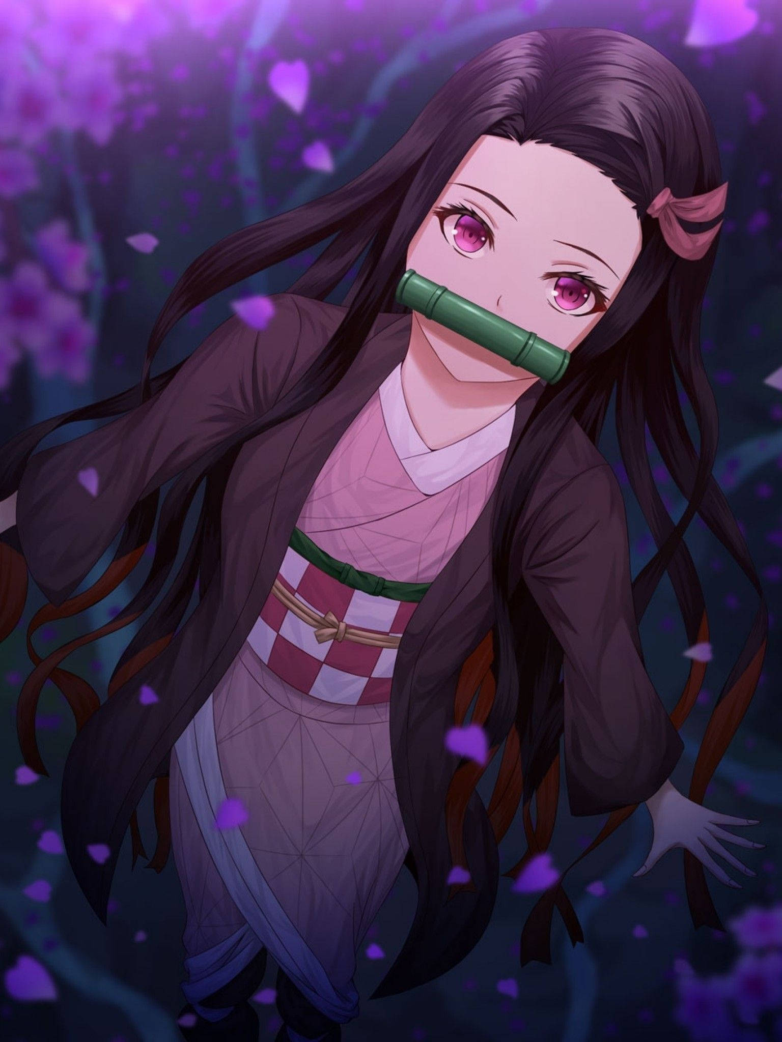 Demon Slayer Nezuko Oulike Uitrusting Muurpapier