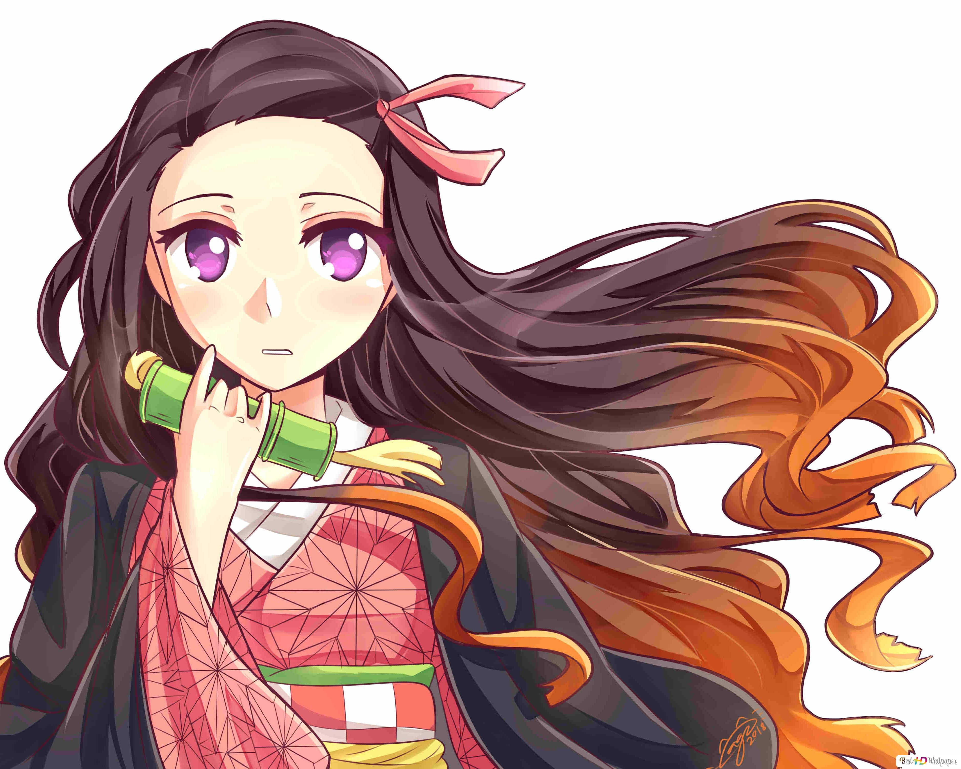 Demon Slayer Nezuko Portret Muurpapier