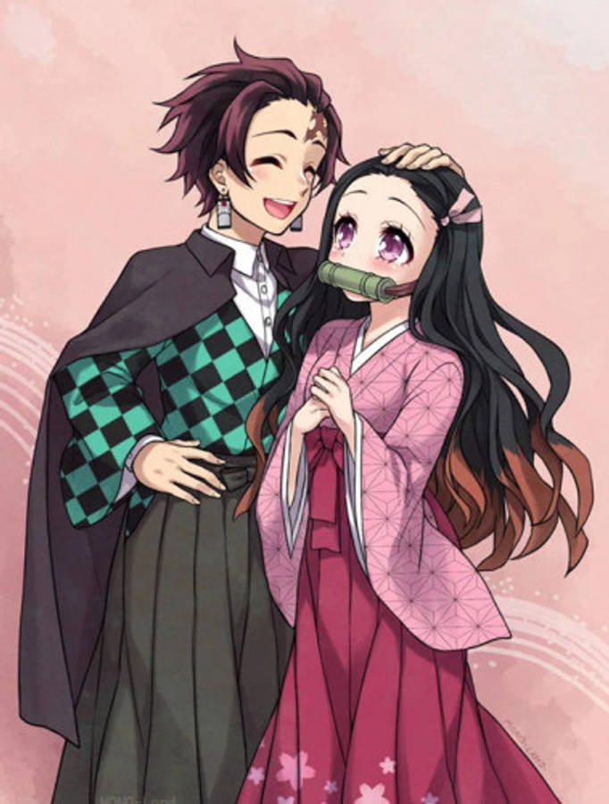 Demon Slayer Nezuko met Broer Muurpapier