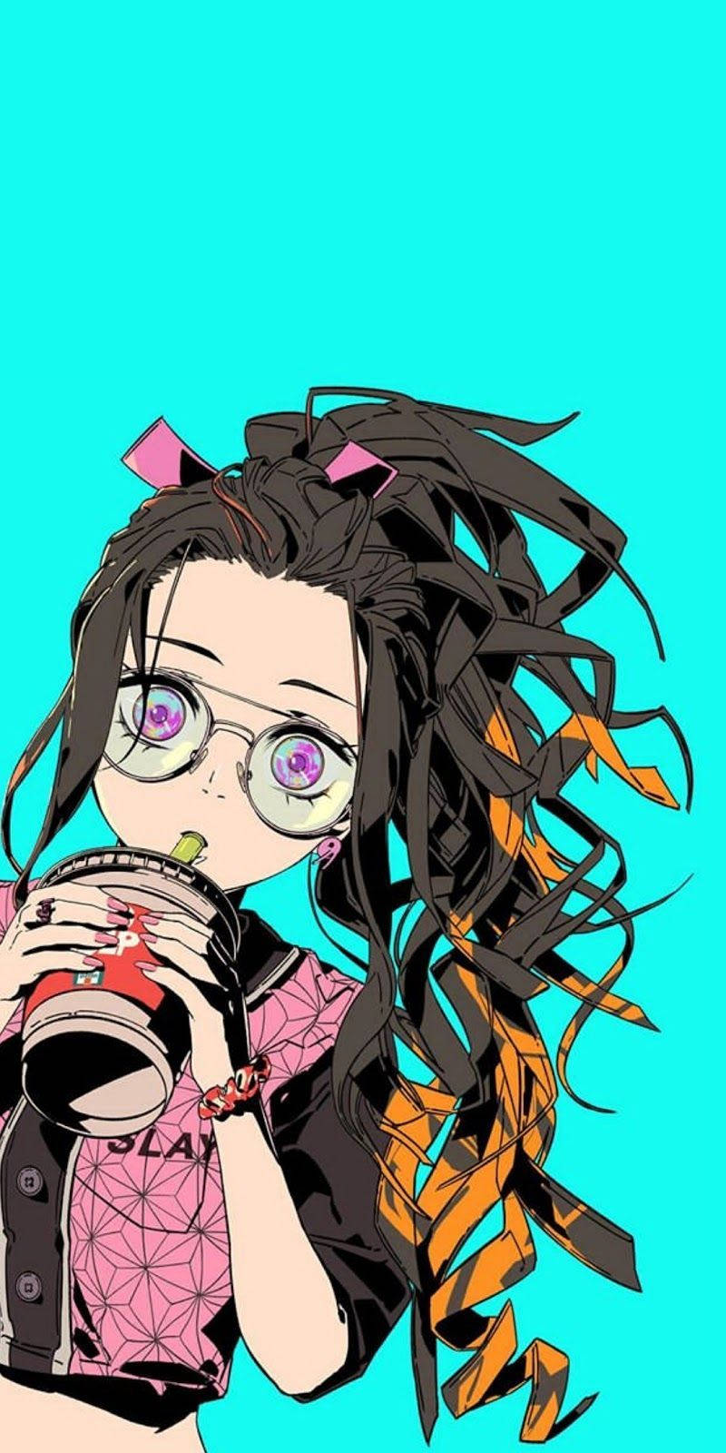 Demon Slayer Nezuko Oulik Estetiese Anime Muurpapier