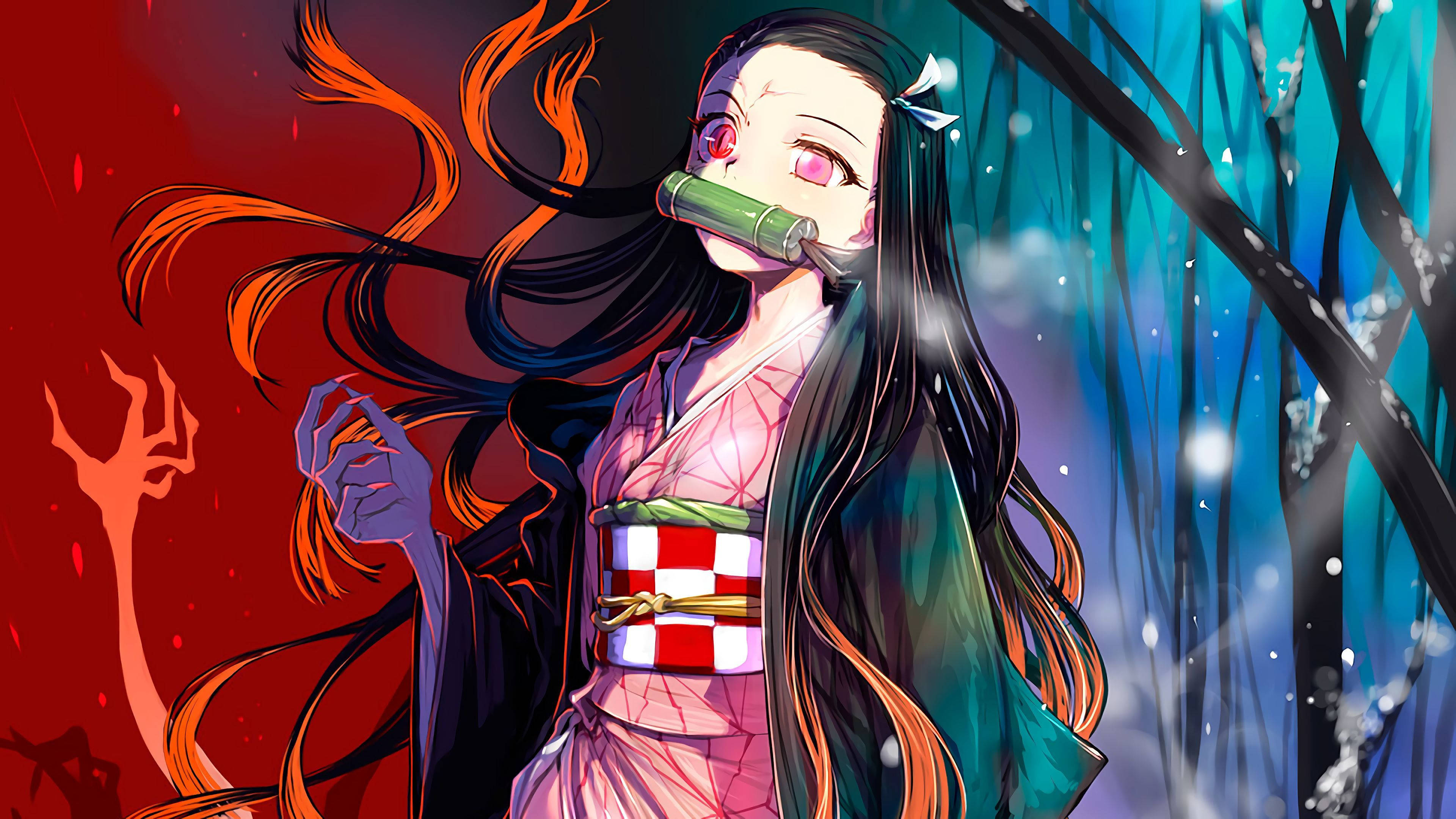 Demon Slayer Nezuko Oulik Wese Muurpapier