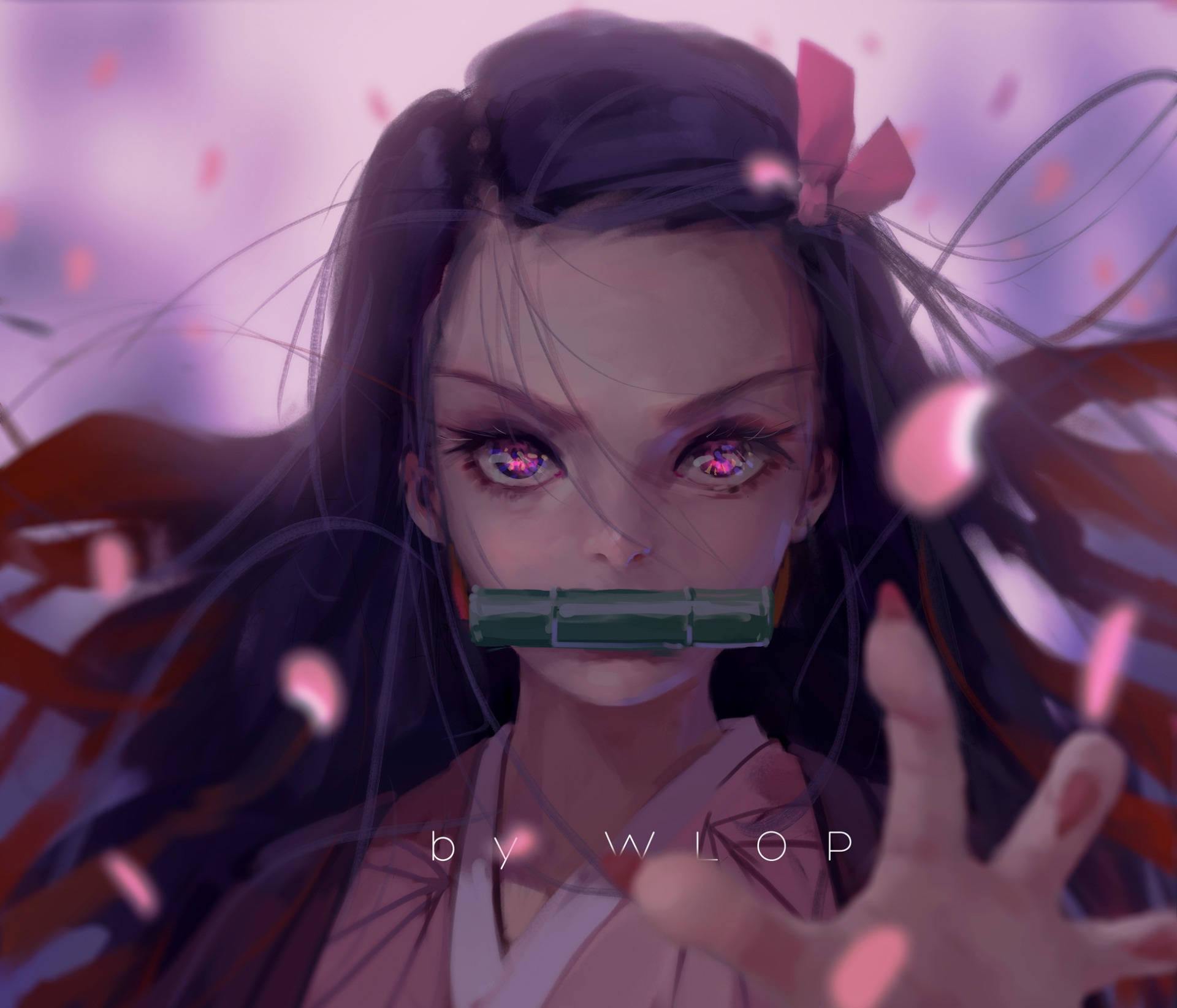 Demon Slayer Nezuko Oulike Gesig Muurpapier