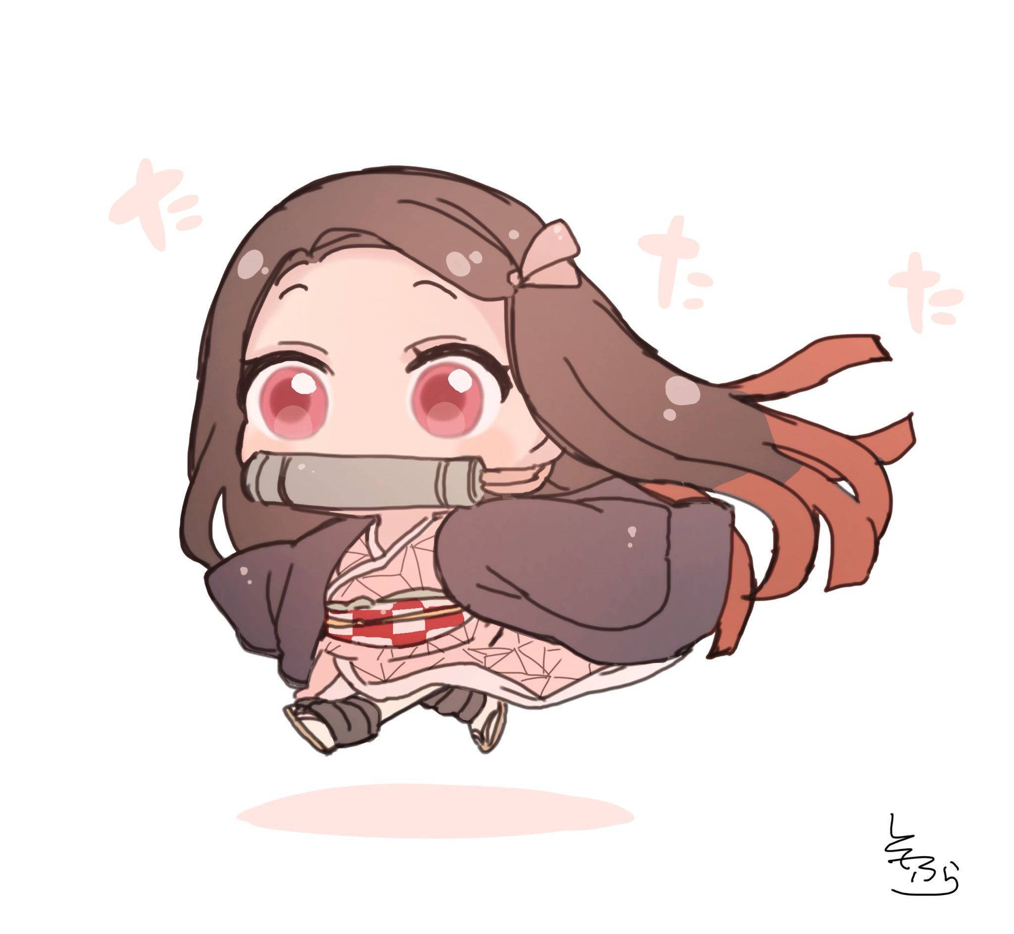 Demon Slayer Nezuko Oulike Klein Weergawe Muurpapier