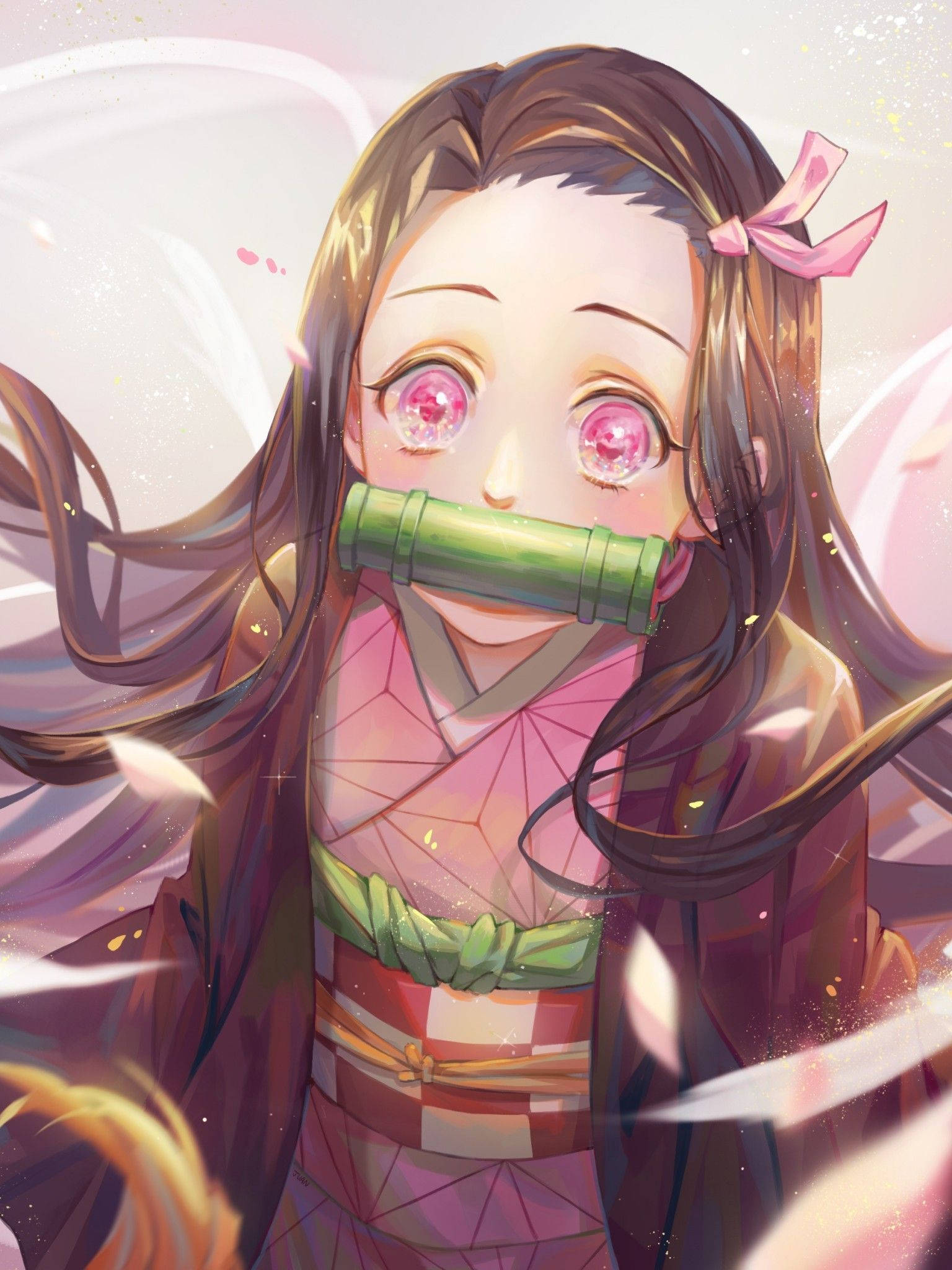 Demon Slayer Nezuko Oulike Nabyfoto Muurpapier