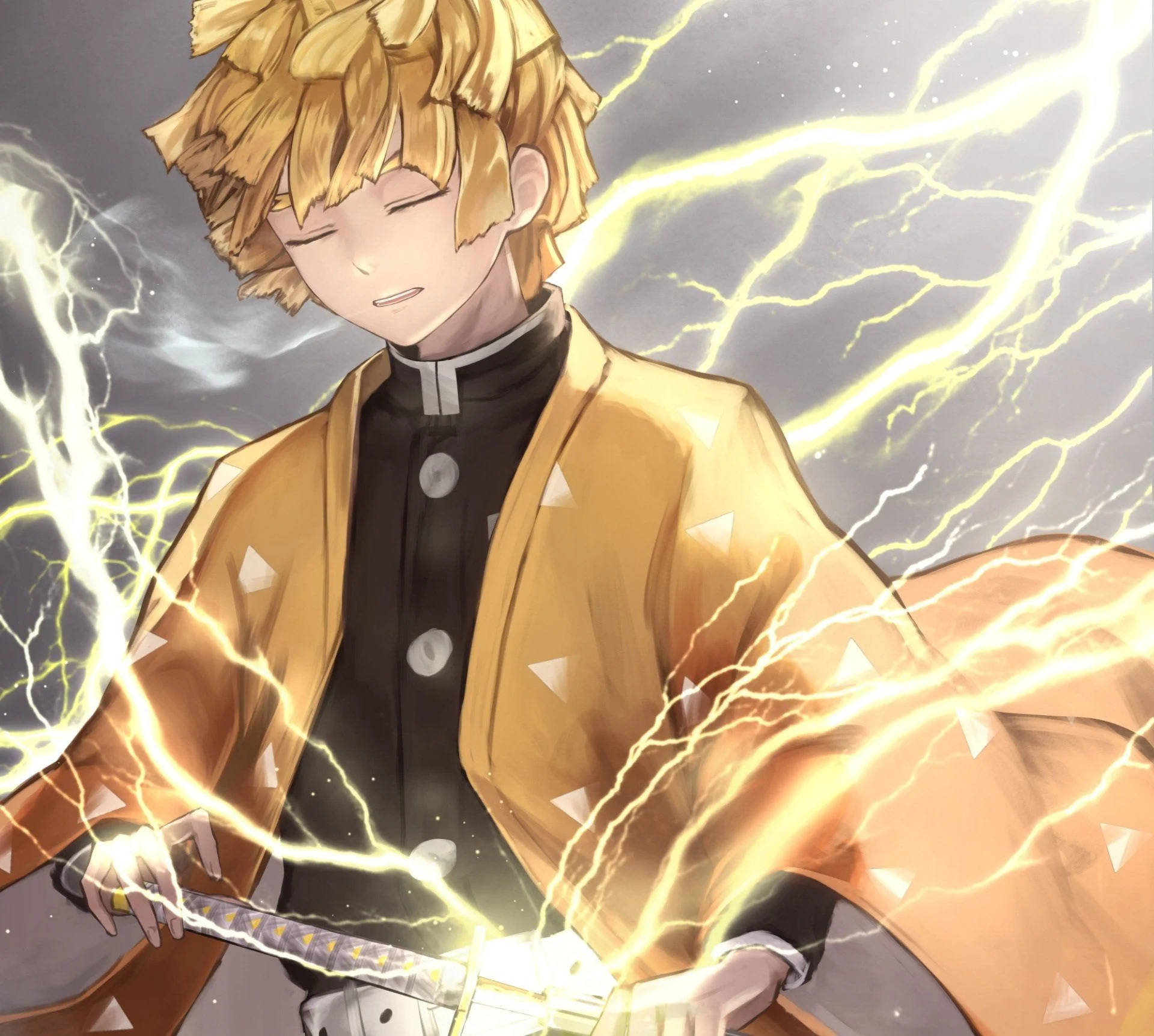 Demon Slayer Rustige Zenitsu Muurpapier