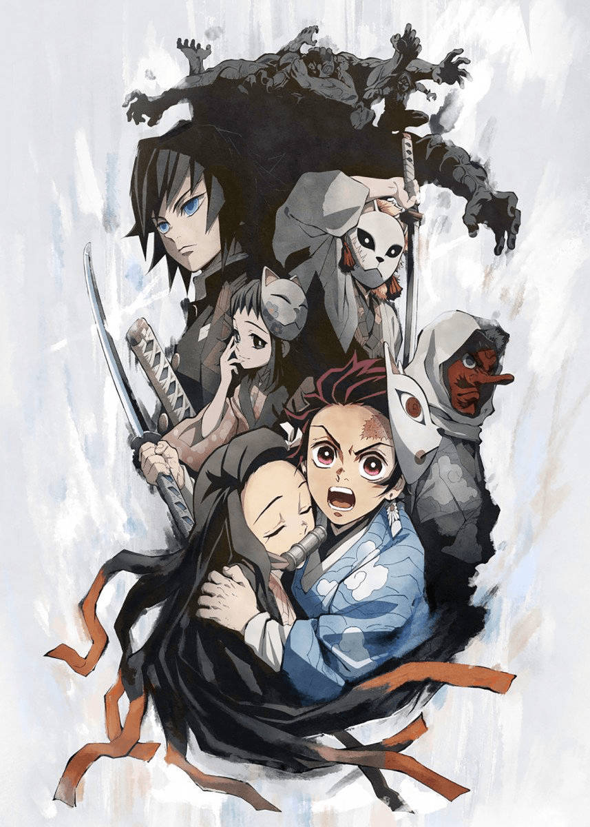 Demon Slayer Tanjiro Karakters Muurpapier