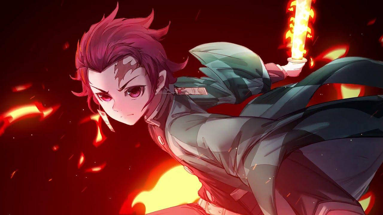 Demon Slayer Tanjiro Vuur Muurpapier