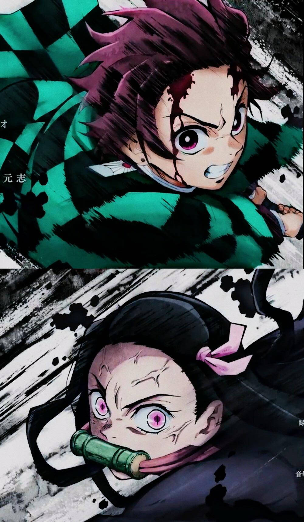 Demon Slayer Tanjiro Nezuko Veg Muurpapier