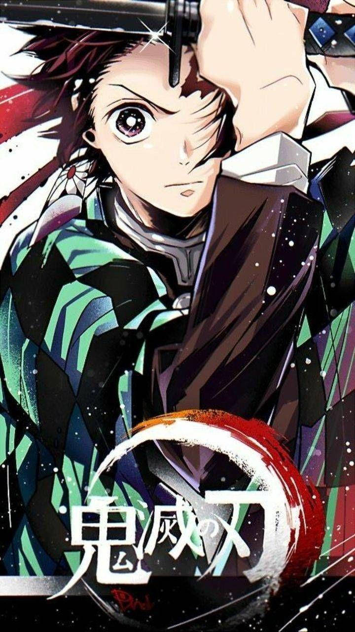 Demon Slayer Tanjiro Een Oog Bedek Muurpapier