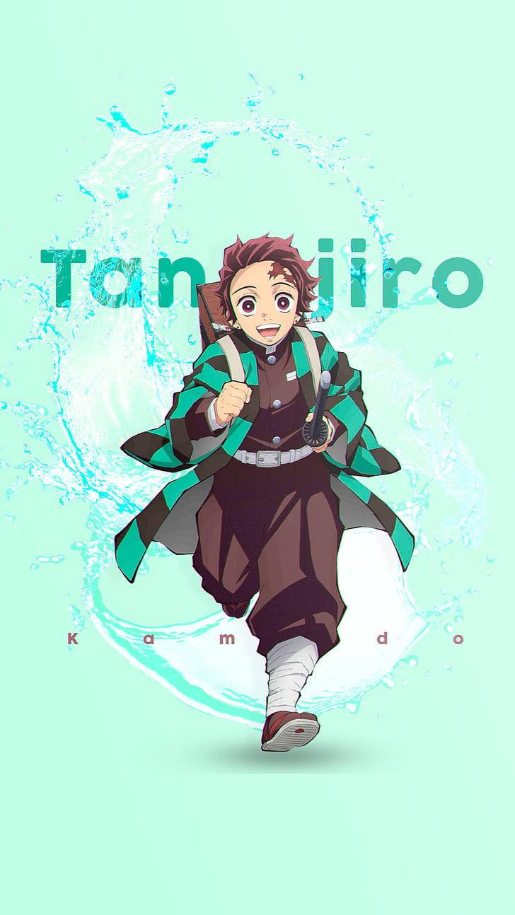 Demon Slayer Tanjiro hardloop Muurpapier
