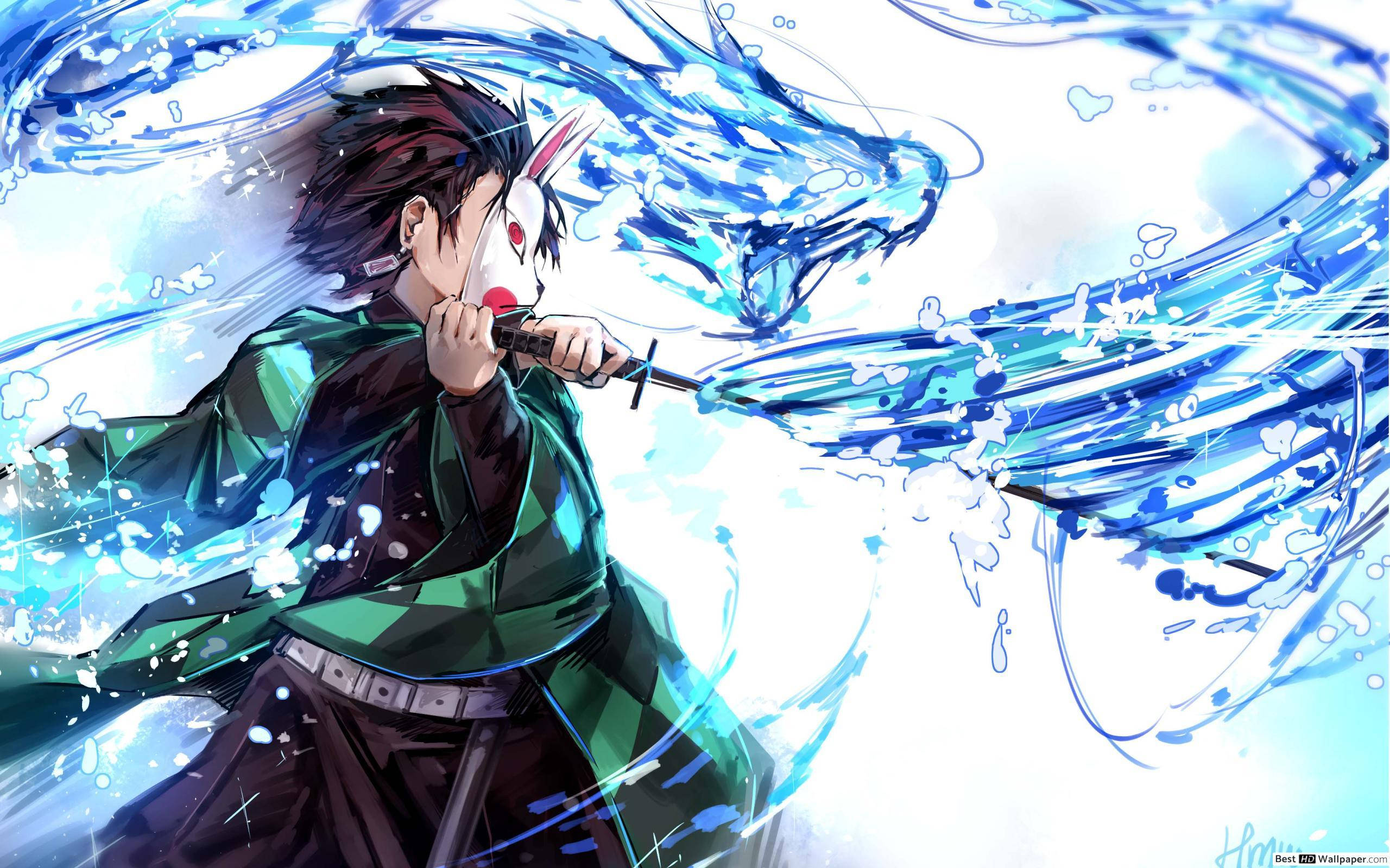 Demon Slayer Tanjiro Sesde Vorm Muurpapier