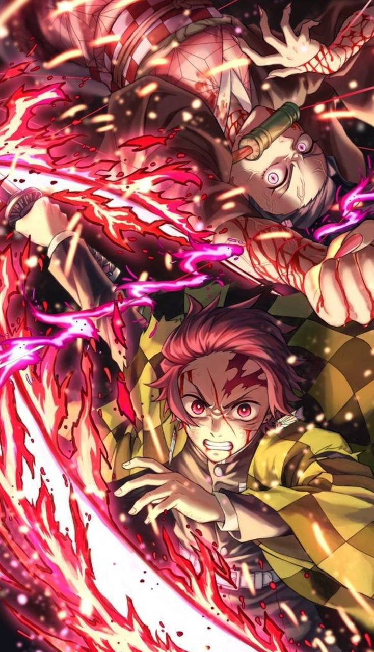 Demon Slayer Tanjiro Woedende Son Muurpapier