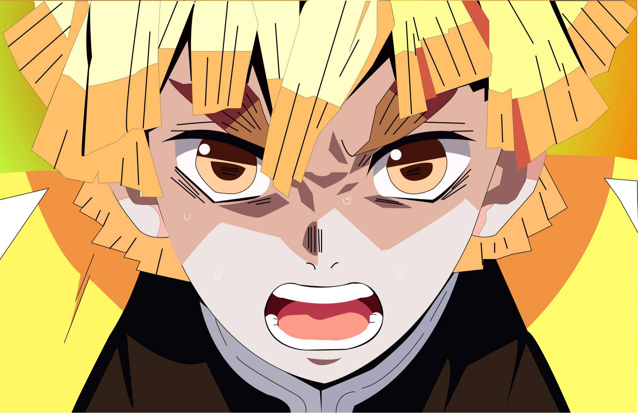 Demon Slayer Zenitsu Nabyfoto Muurpapier