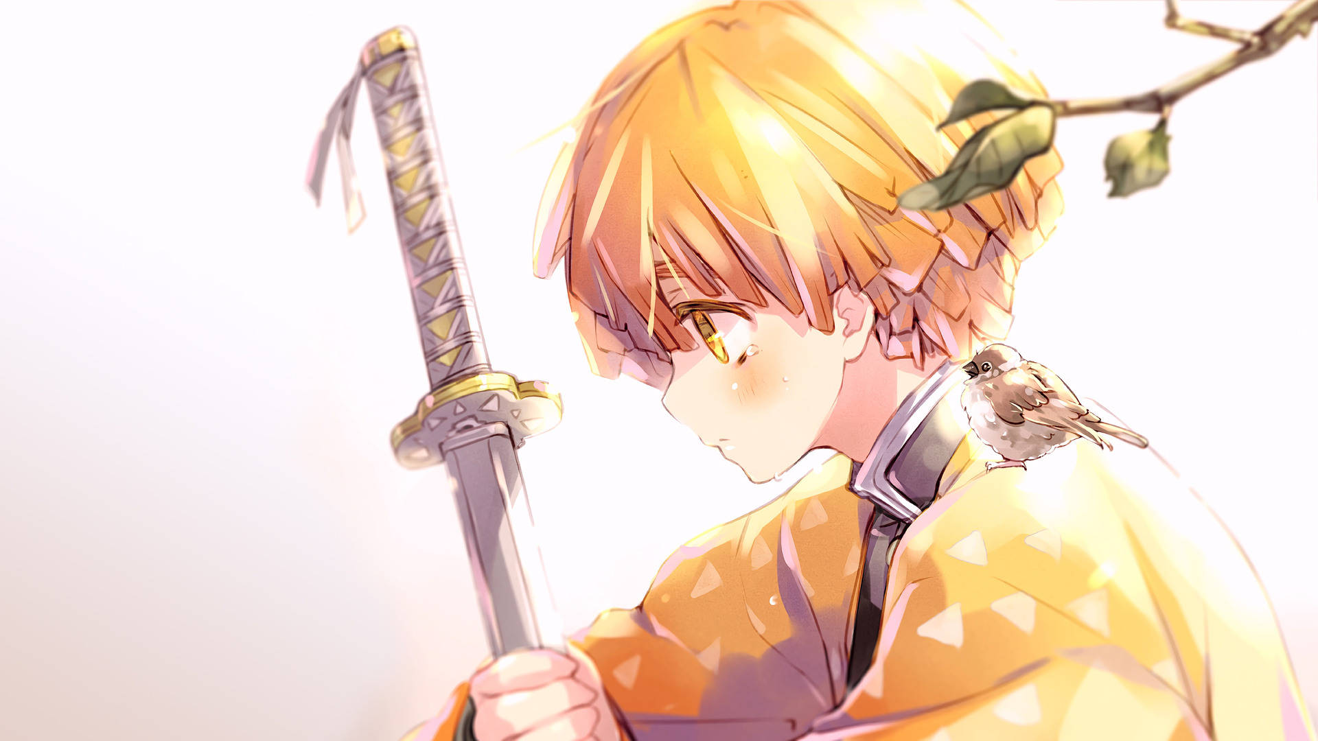 Demon Slayer Zenitsu in sonlig Muurpapier
