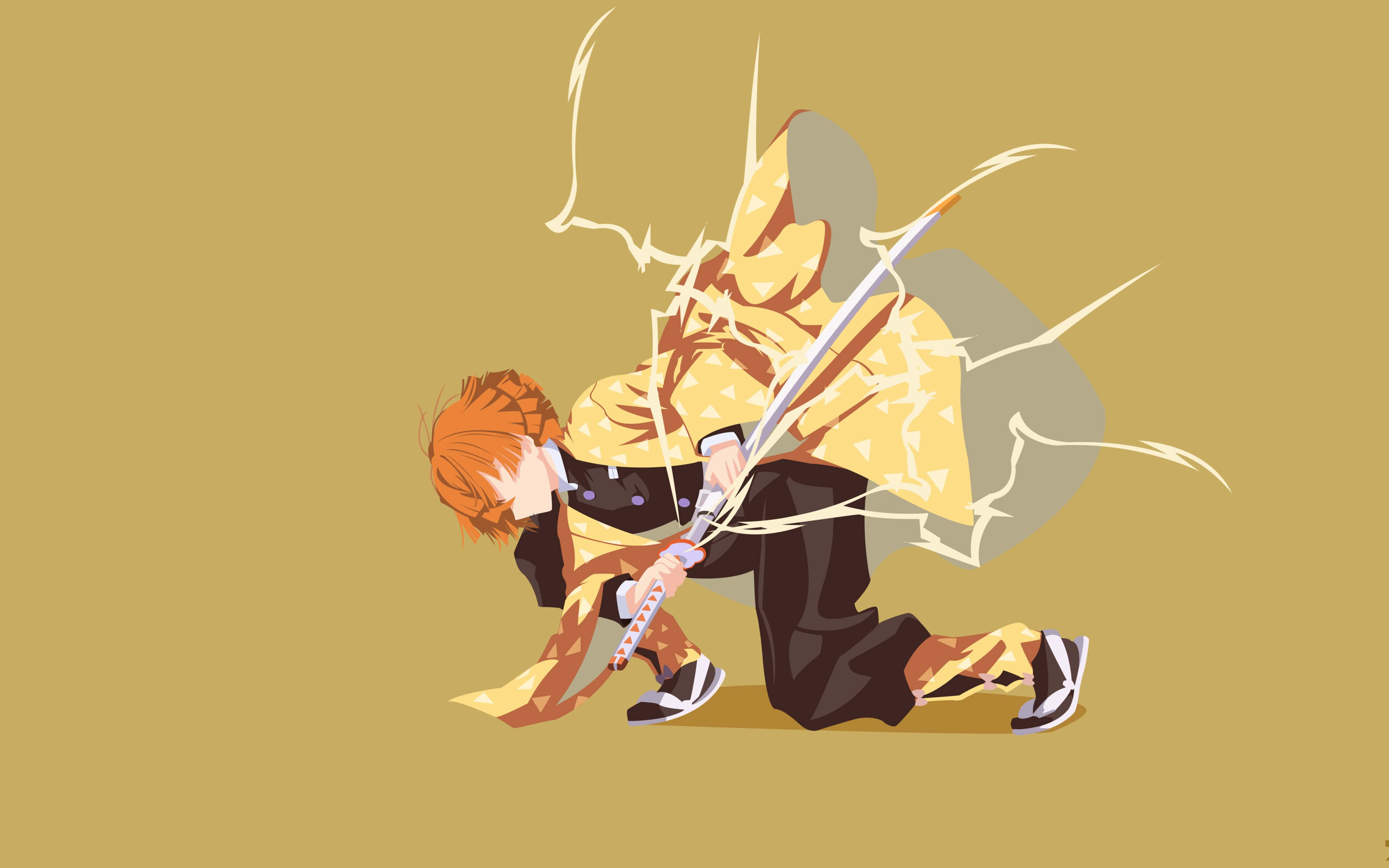 Demon Slayer Zenitsu Kuns 4K Muurpapier