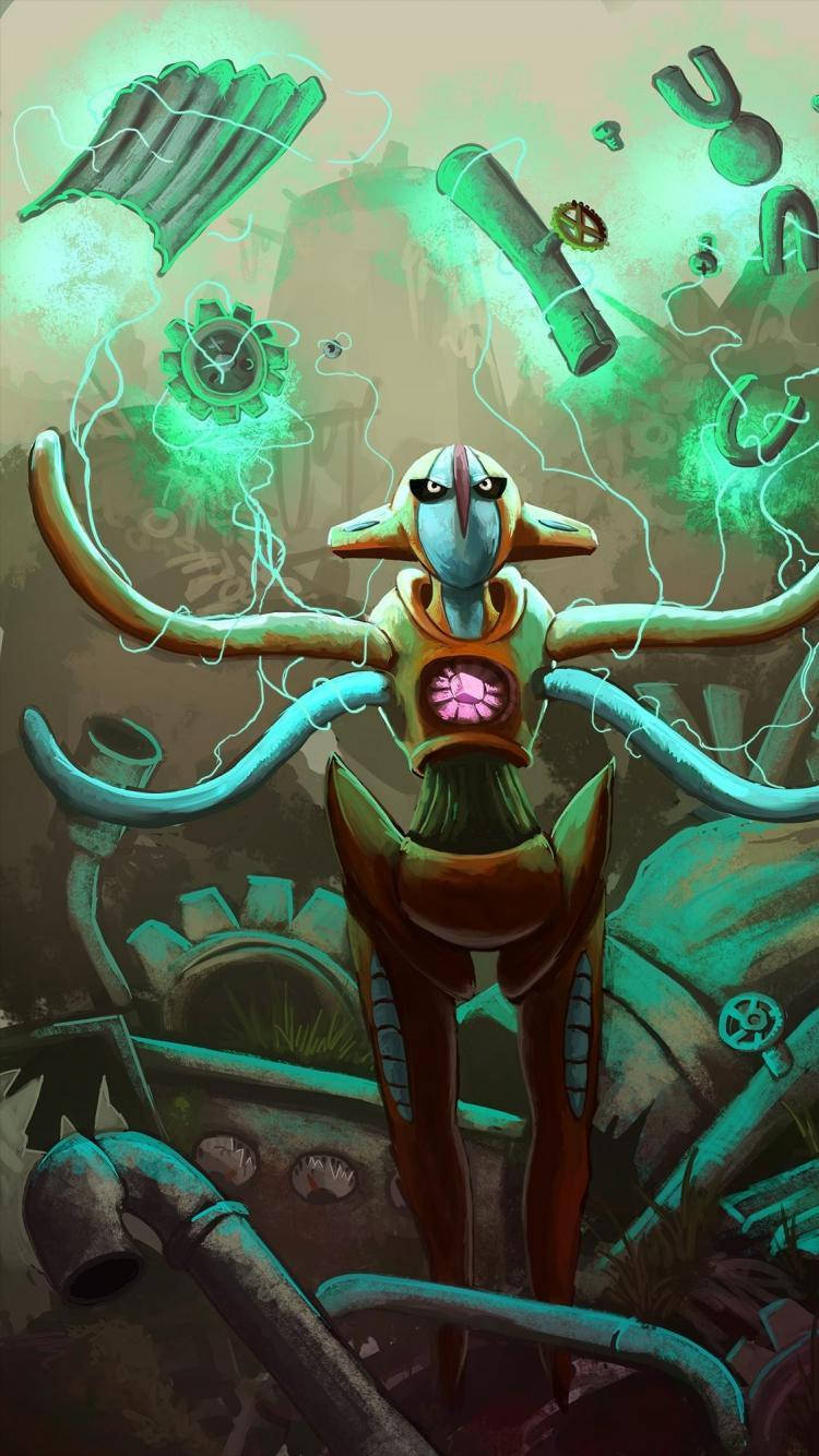 Deoxys en Drywende Ratte Muurpapier