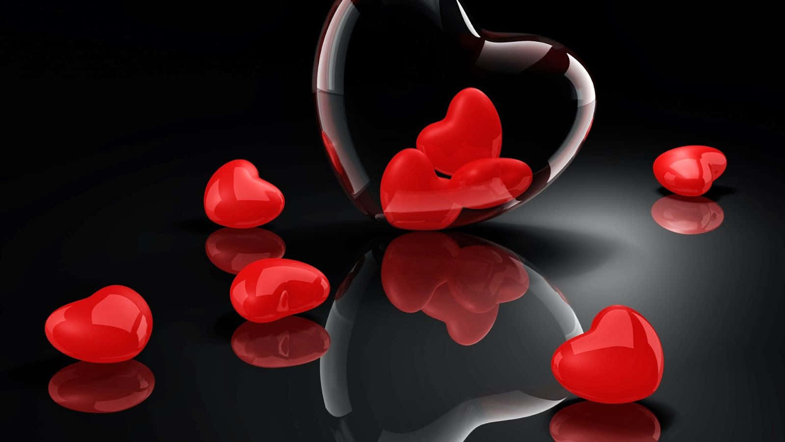 Deursigtige En Rooi Harte Valentynsdag Agtergrond Muurpapier