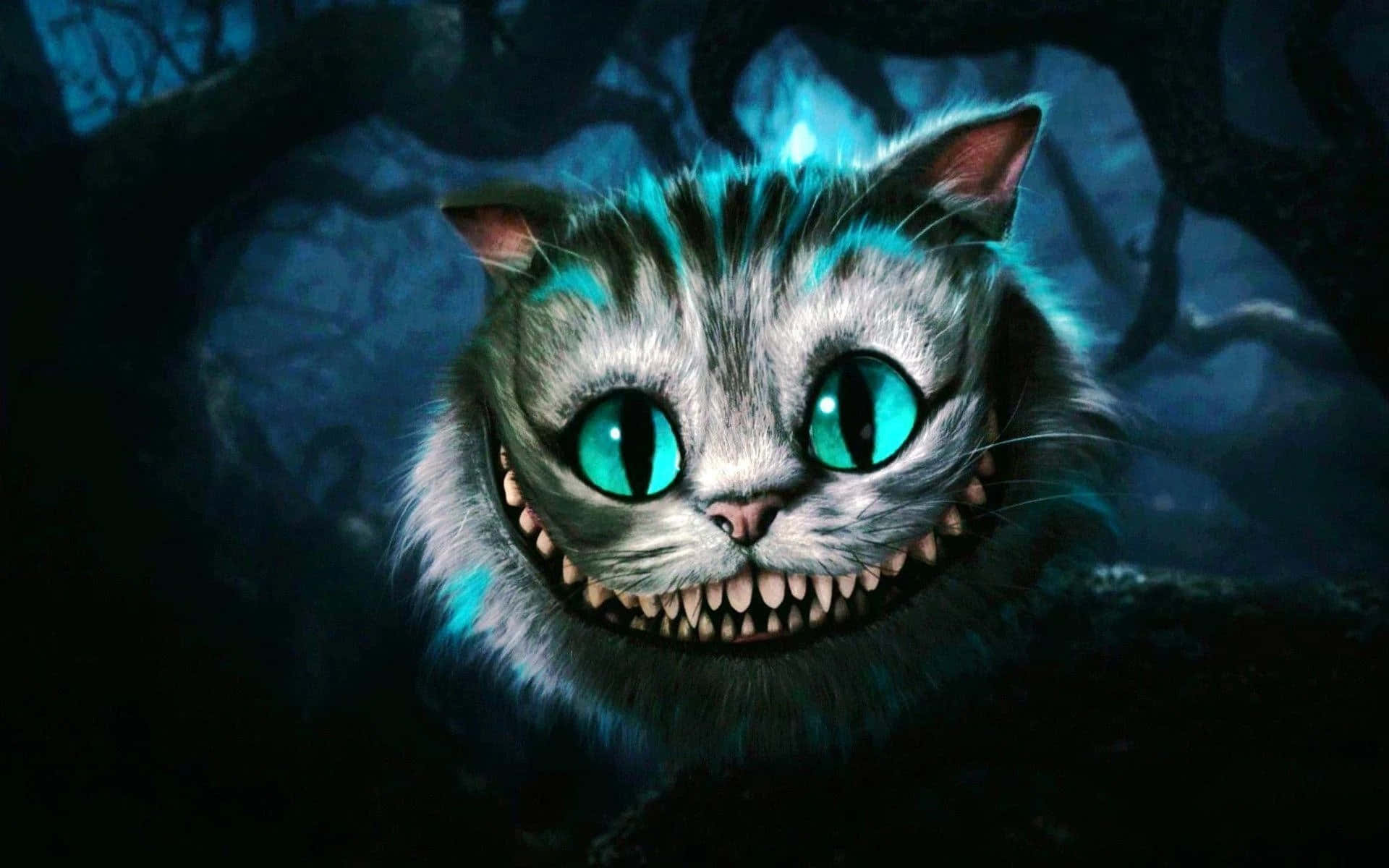 Die alwetende, raaiselagtige uitdrukking van die Cheshire Cat Muurpapier