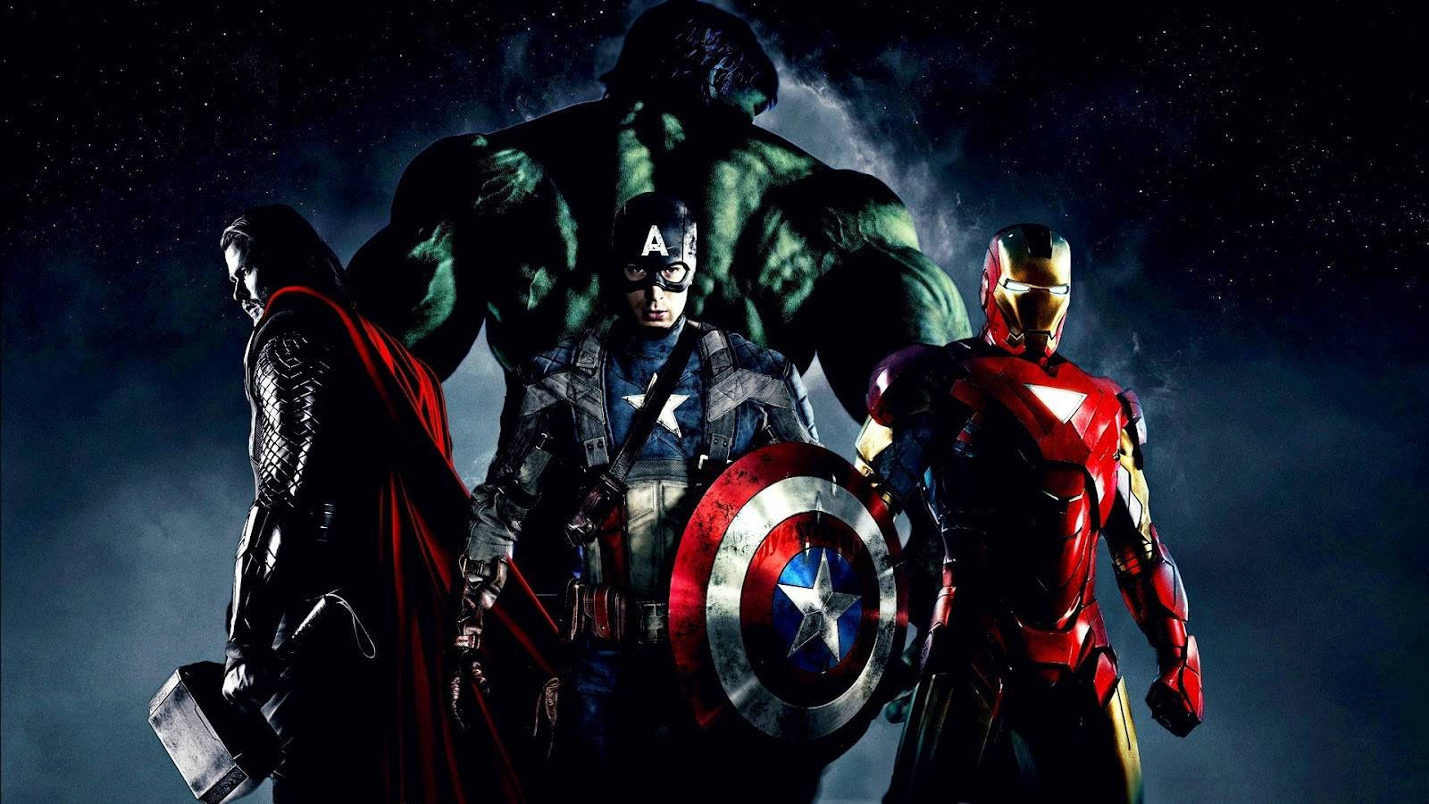 Marvel-superhelde Hulk, Thor, Captain America en Iron Man.
