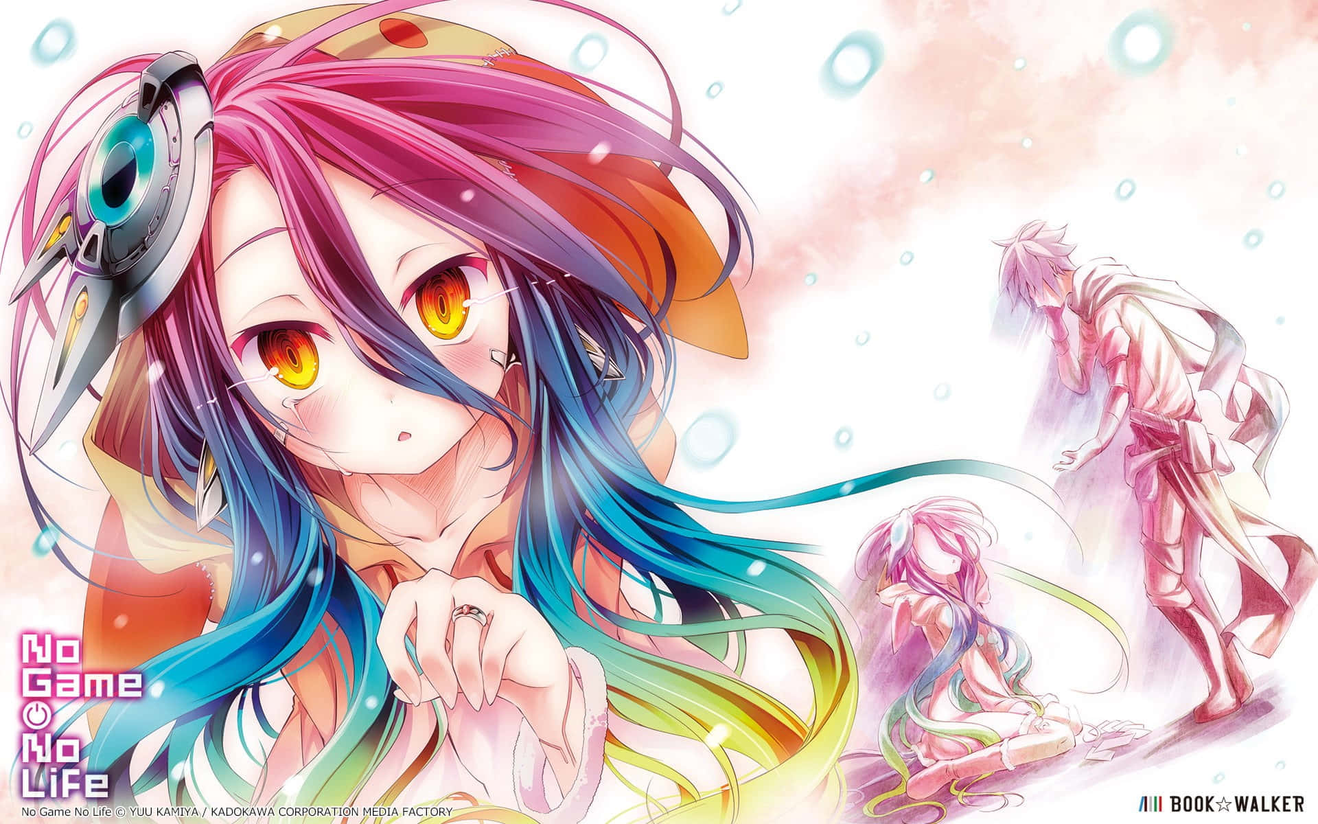 “Die broer-en-sus-duo Sora en Shiro neem enige speletjie aan wat hulle pad kry in die surrealistiese anime-reeks No Game No Life.” Muurpapier