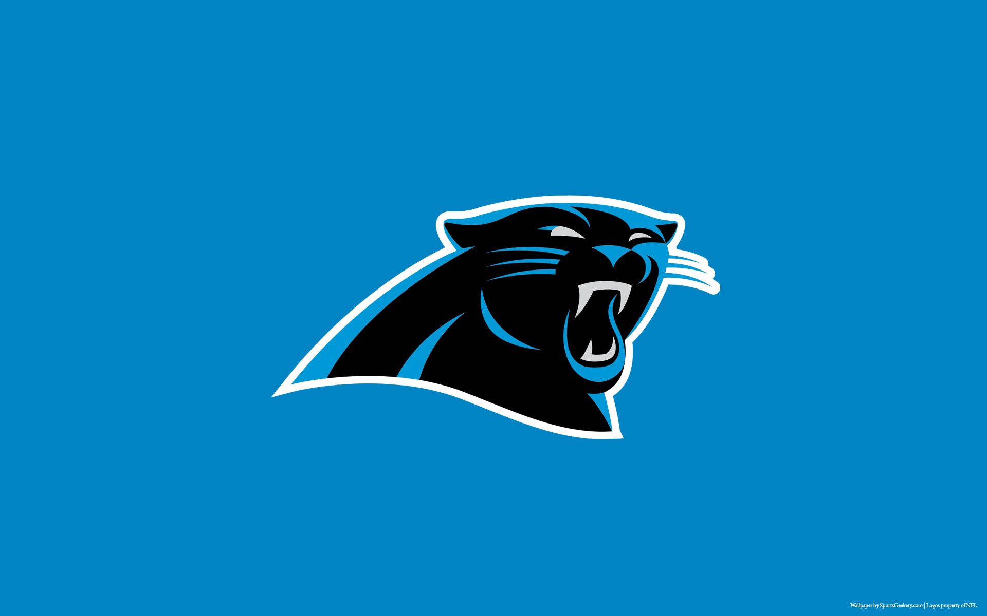 Carolina Panthers Sokker logo ligblou lessenaar agtergrond.