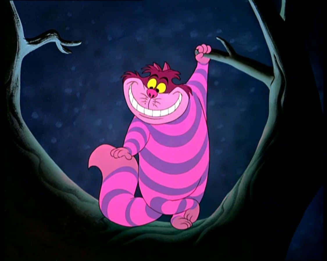 Die Cheshire-kat grynslag ondeund Muurpapier