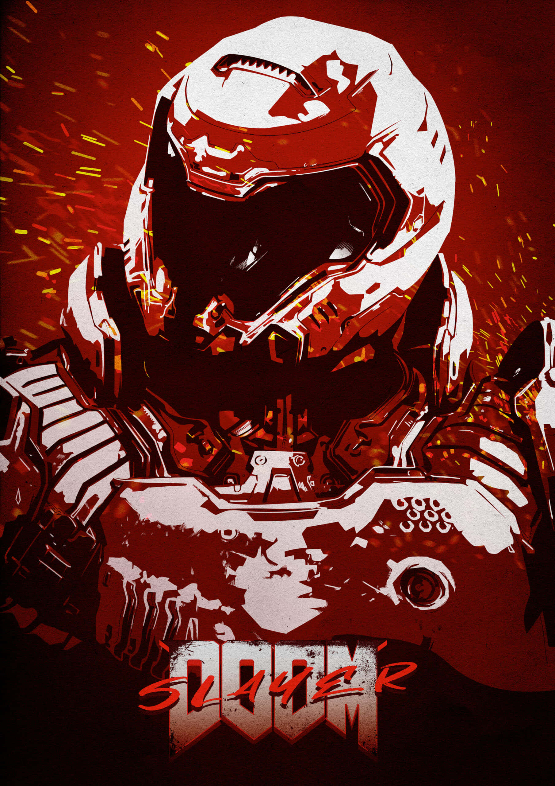 Die Doom Slayer verslaan sy vyande. Muurpapier