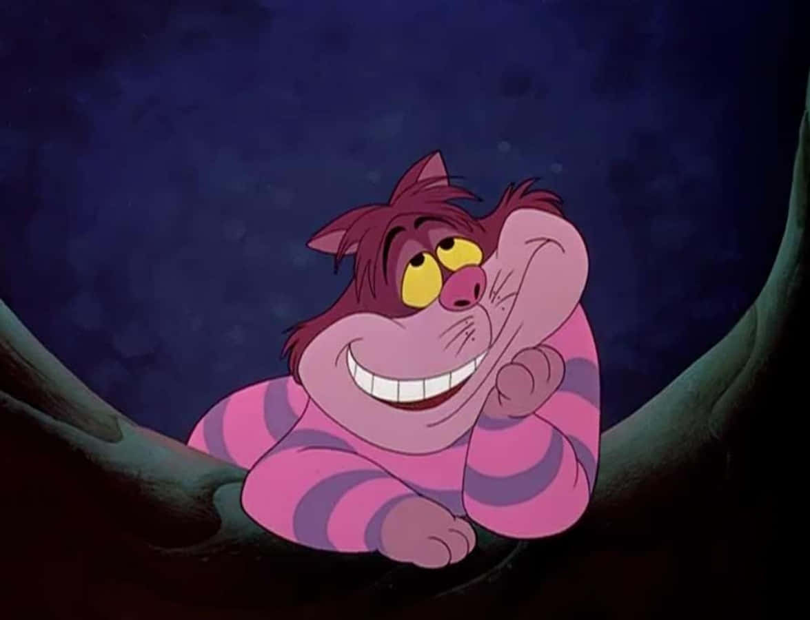 Die geheimsinnige Cheshire-kat glimlag raaiselagtig in Alice in Wonderland Muurpapier
