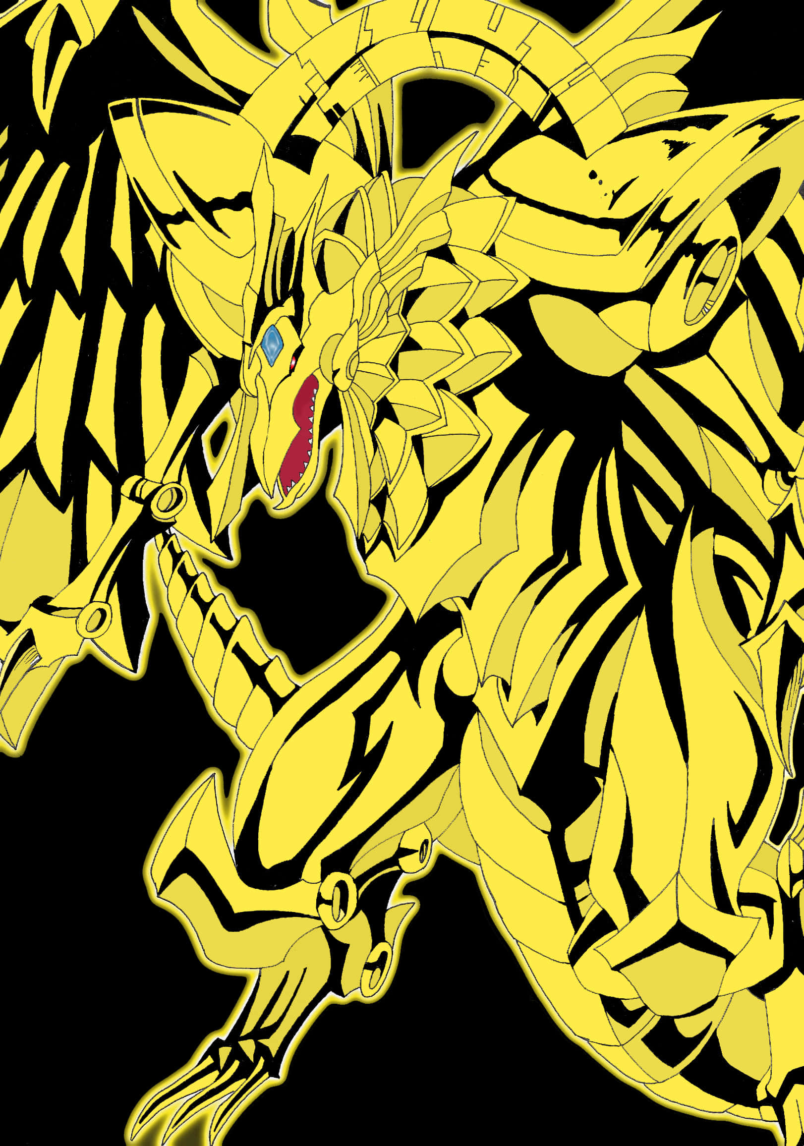 Die Gevlerkte Draak van Ra, 'n kragtige Egiptiese Godkaart in Yu-Gi-Oh! Muurpapier