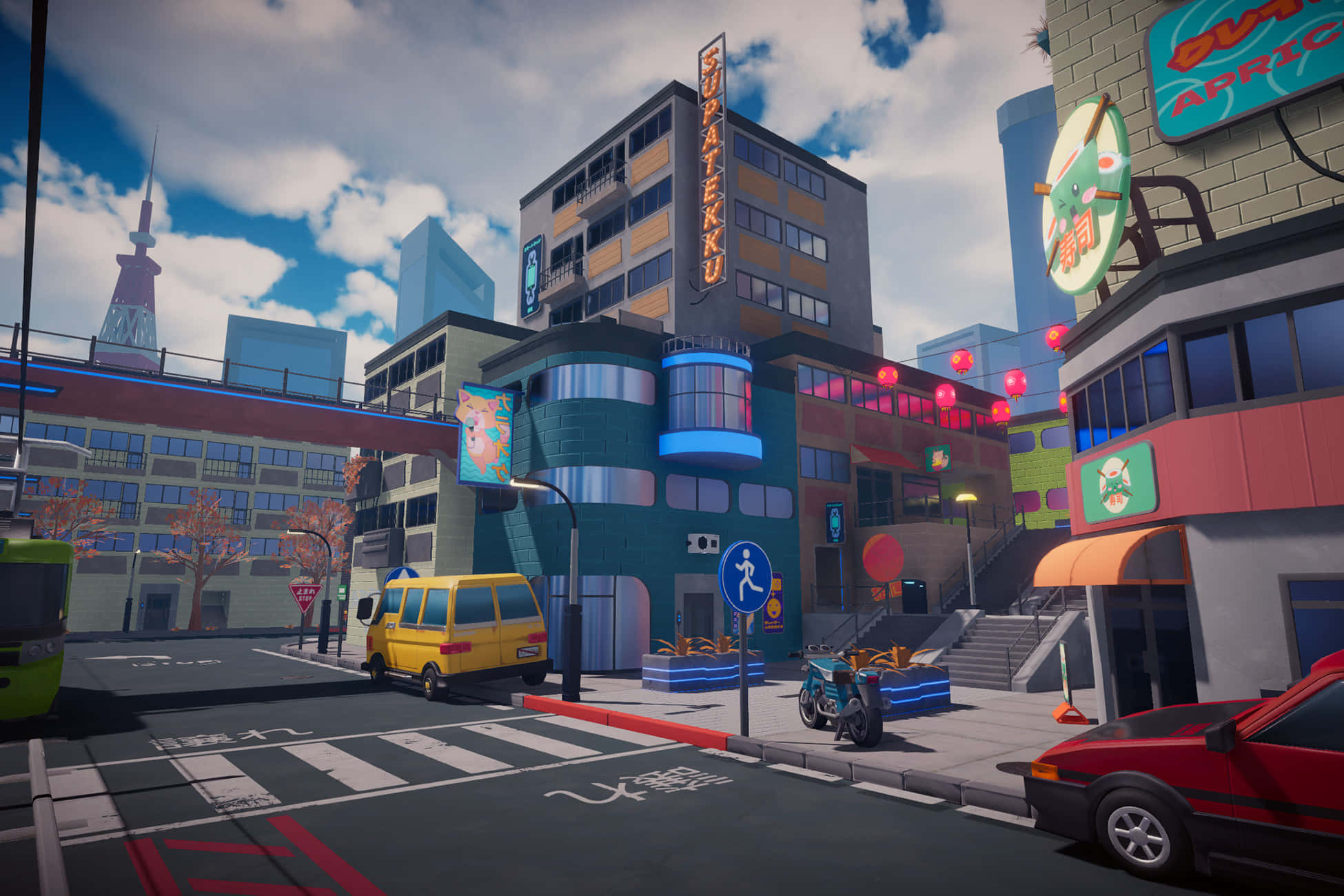 Die gewoel en gewerskaf van Anime City Muurpapier