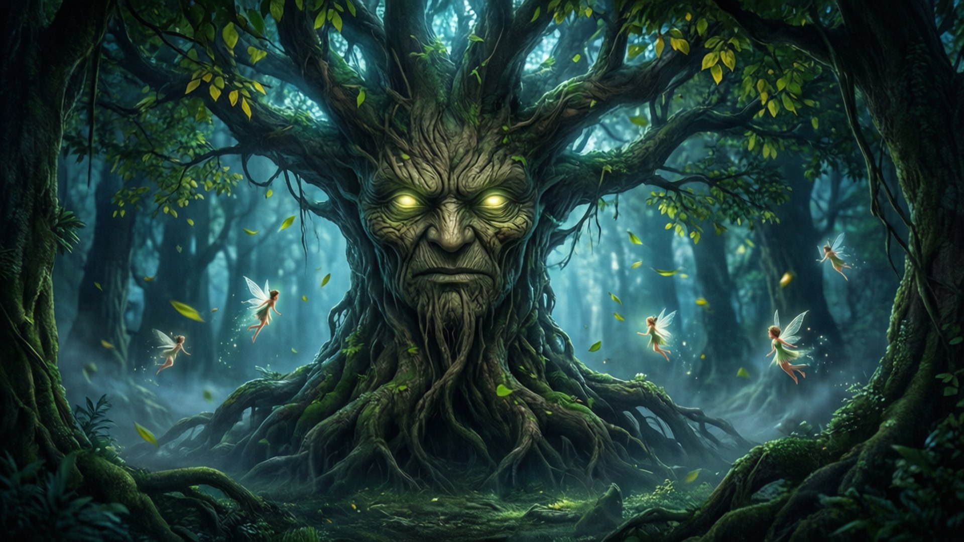 Die Groot Deku Boom Muurpapier