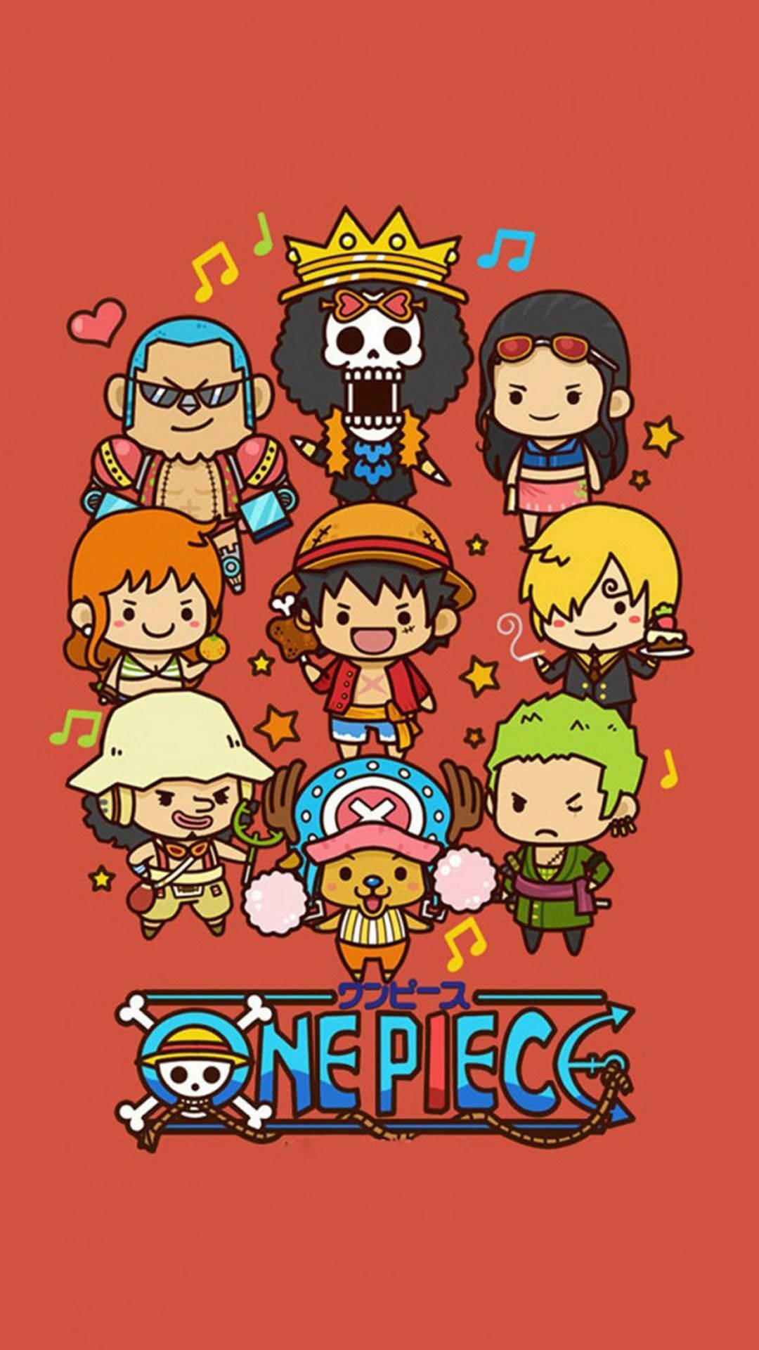 One Piece Chibi-karakters-agtergrond