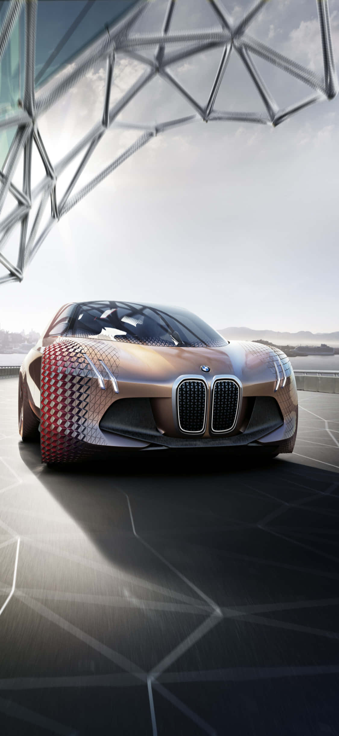 Die iPhone X met 'n BMW op die agtergrond staan as die perfekte voorbeeld van luukse en luukse leefstyl. Muurpapier