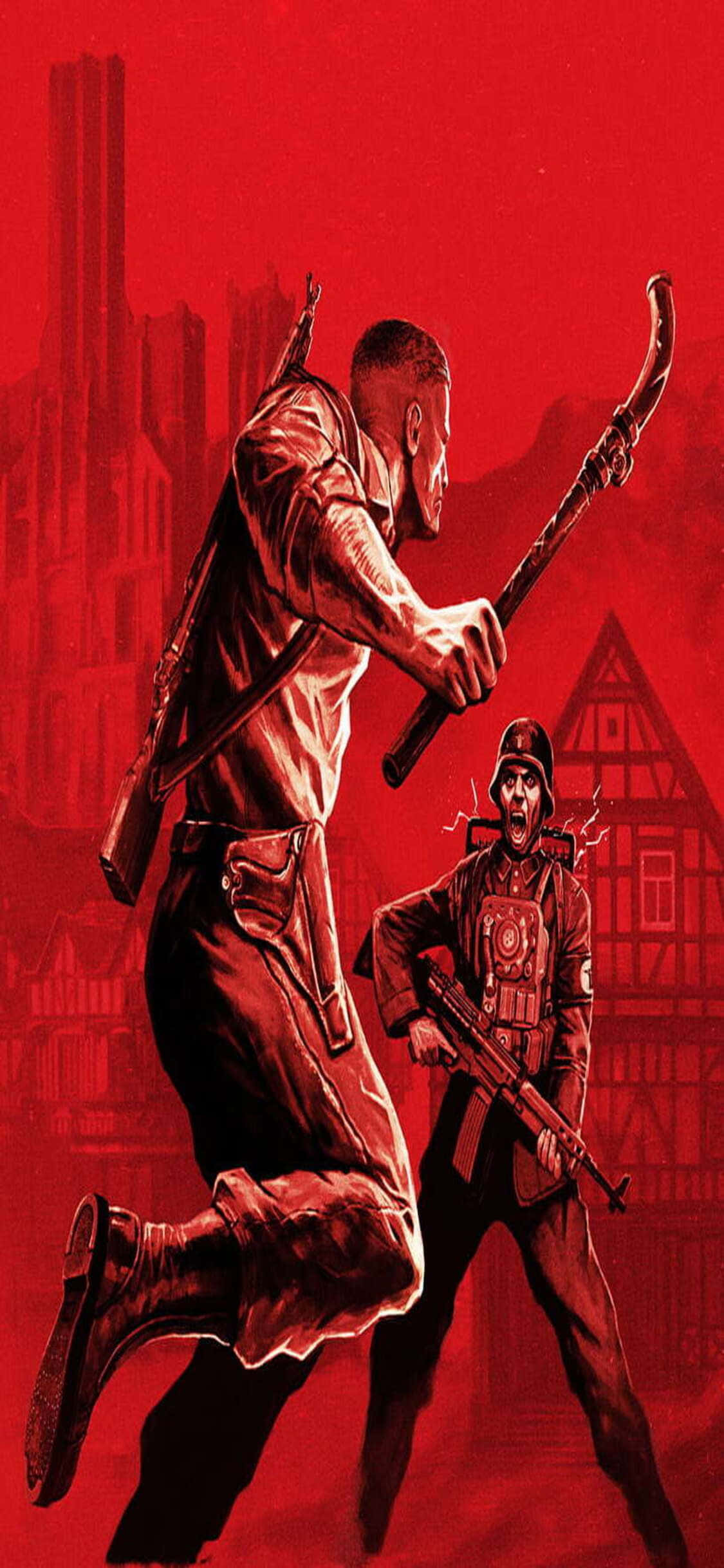 Die iPhone Xs Met Die Nuutste ‘Wolfenstein II’ Videospeletjie Muurpapier