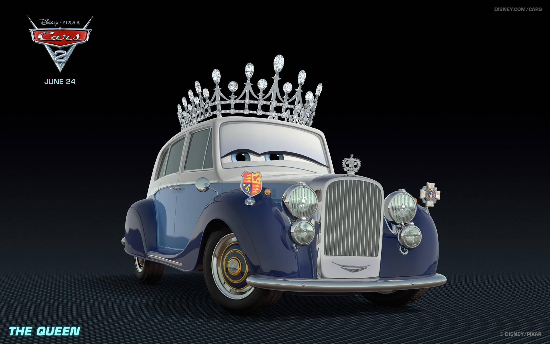Die Koningin van Disney Pixar se Cars 2 Muurpapier