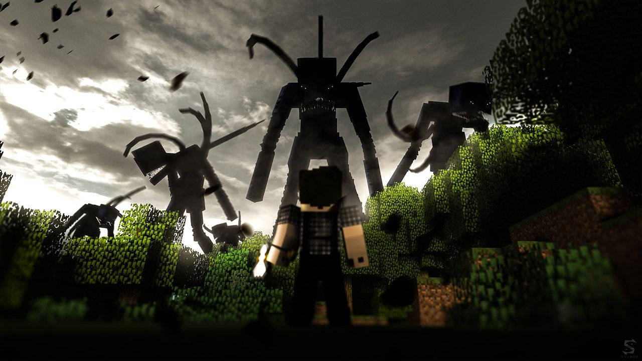 Minecraft die korrupte slawe strooptog aanval HD agtergrond