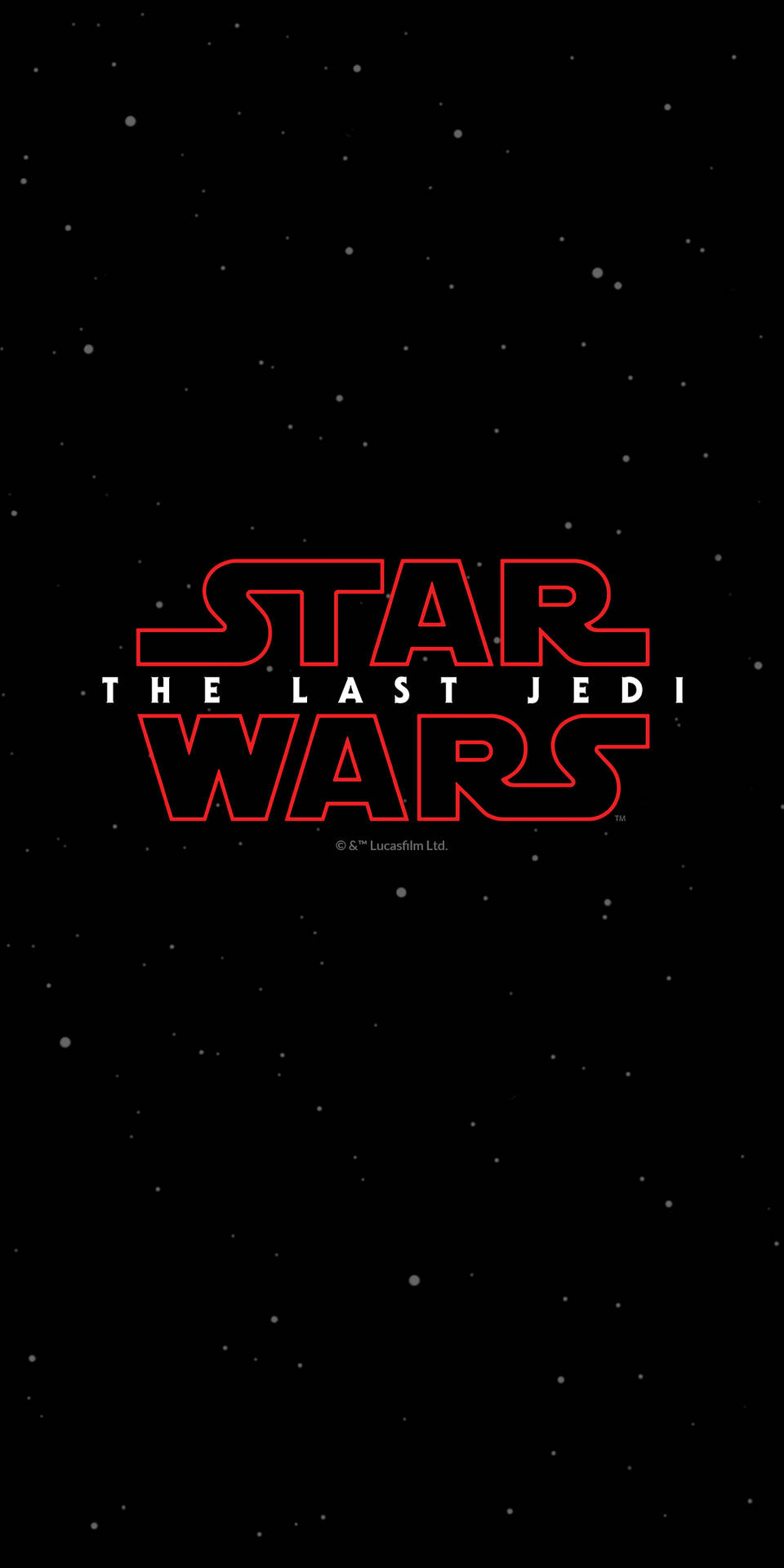 Star Wars Die Laaste Jedi-titel met rooi fontkleur op swart sterre-agtergrond — Star Wars Muurpapier