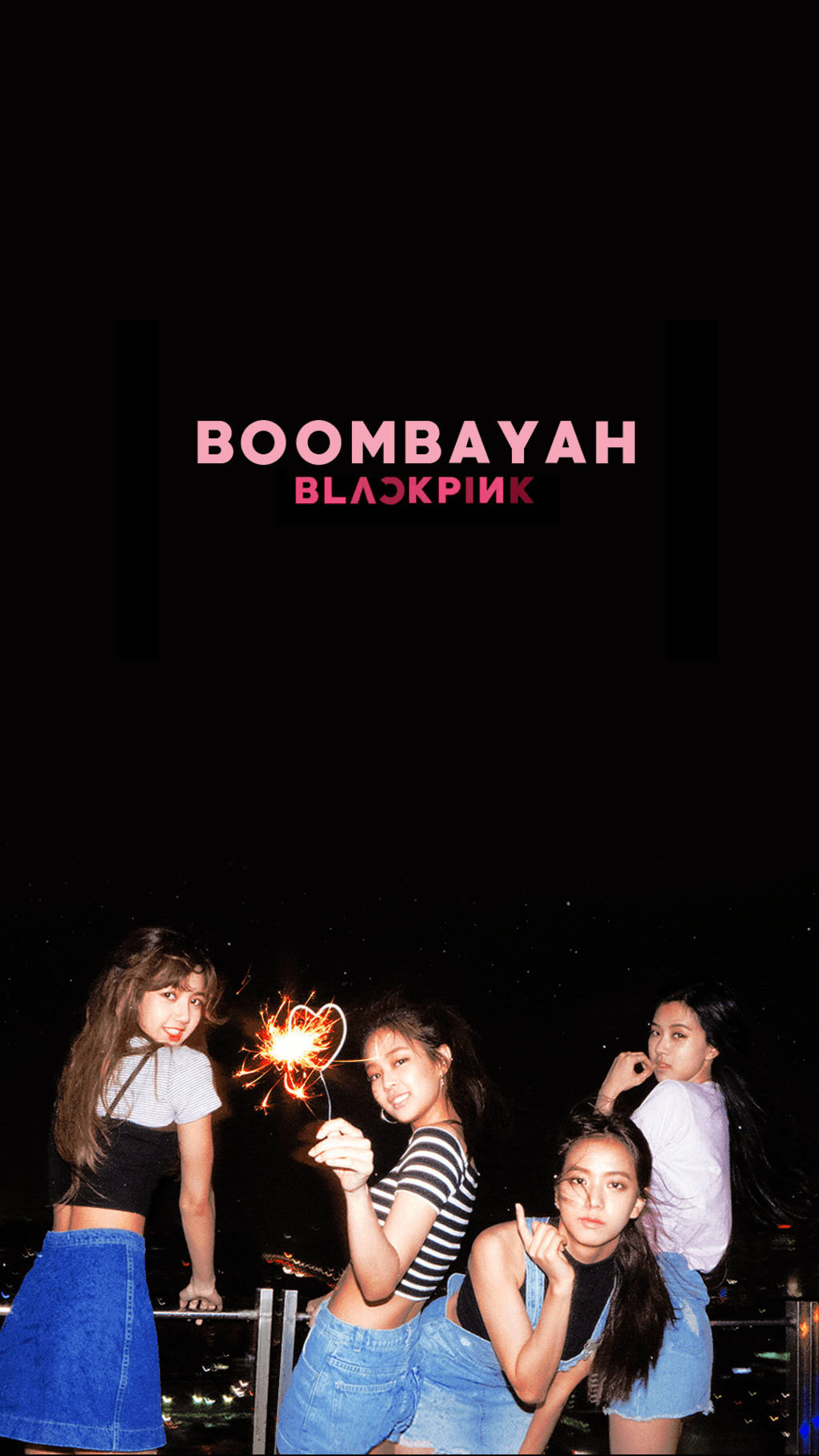 Blackpink meisies se aand uit met Boombayah Blackpink teks agtergrond