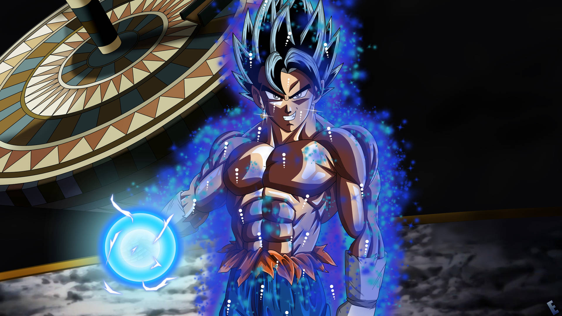 Dragon Ball San Goku met blou hare super broly en super saiyan anime karakter. — Dragon ball super GIF Muurpapier