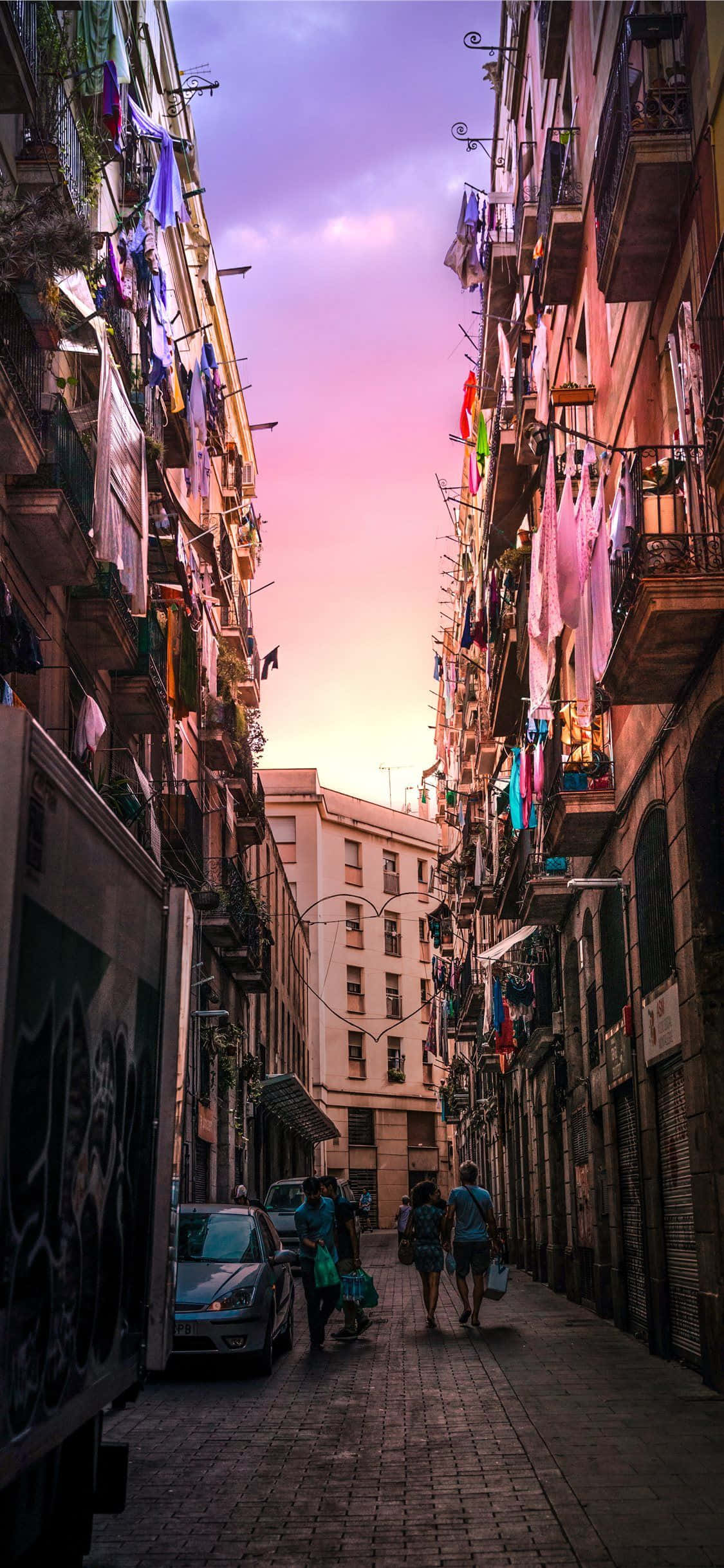 Die lewendige seekant van Barcelona, Spanje Muurpapier